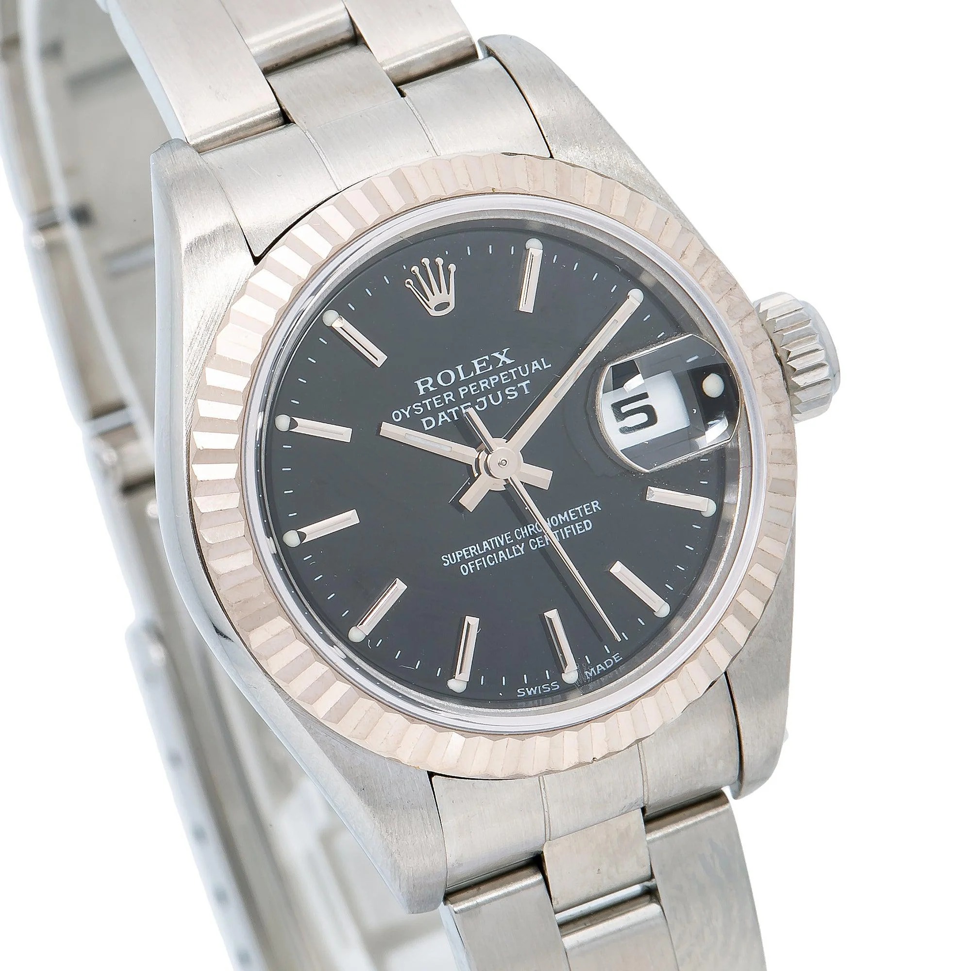 Rolex Lady-Datejust 26 Or Blanc Cadran Noir - luxuryevafr