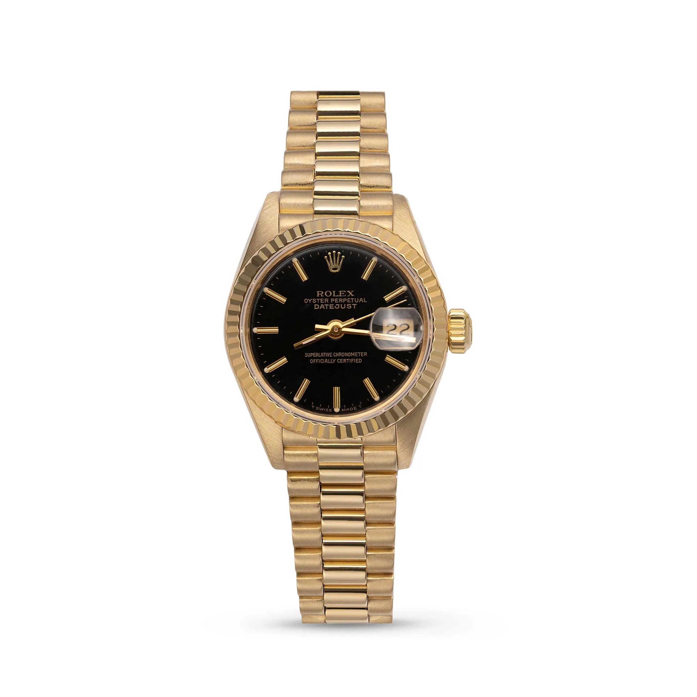 Rolex Lady-Datejust 26 Or Jaune Cadran Noir - luxuryevafr