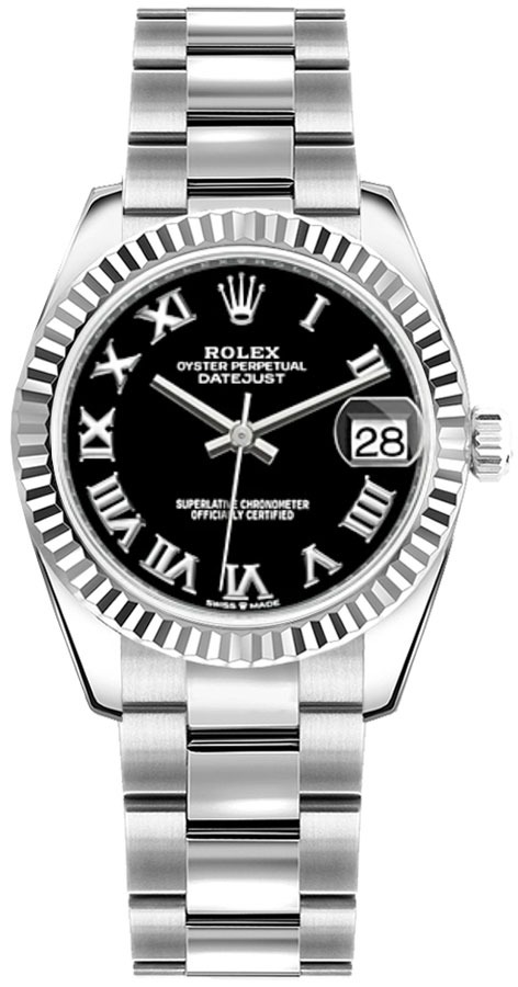 Rolex Lady-Datejust 31 Or Blanc Cadran Noir - luxuryevafr