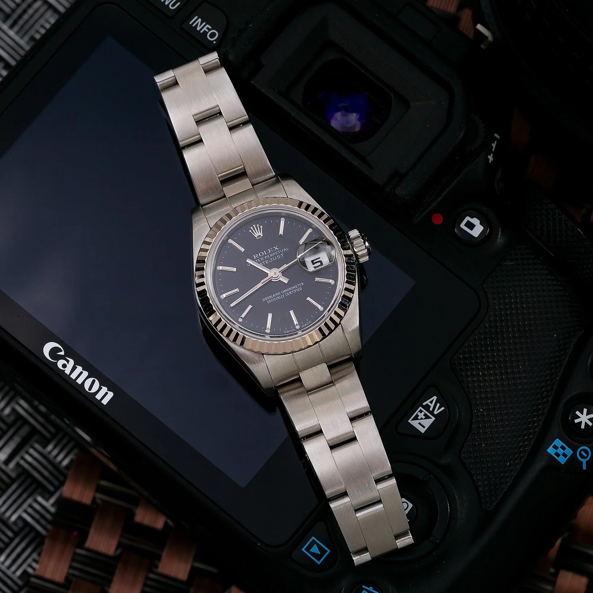 Rolex Lady-Datejust 26 Or Blanc Cadran Noir - luxuryevafr