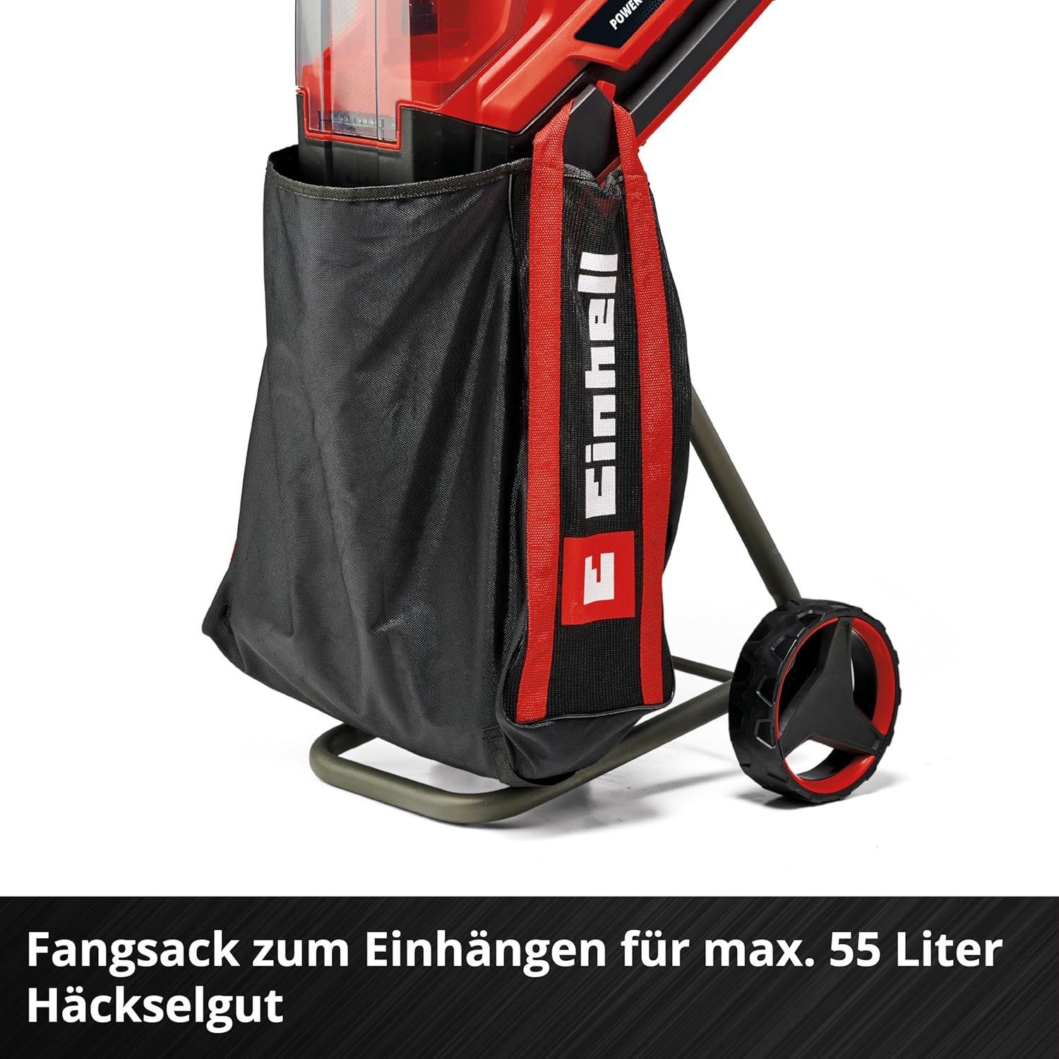 Einhell Akku-Messerhäcksler REDAXXO 36/25 Power X-Change (36 V, max. 25 mm Aststärke, 3 Wendemesser aus Stahl, 55 L Fangsack, Transportgriff, Stopfer)