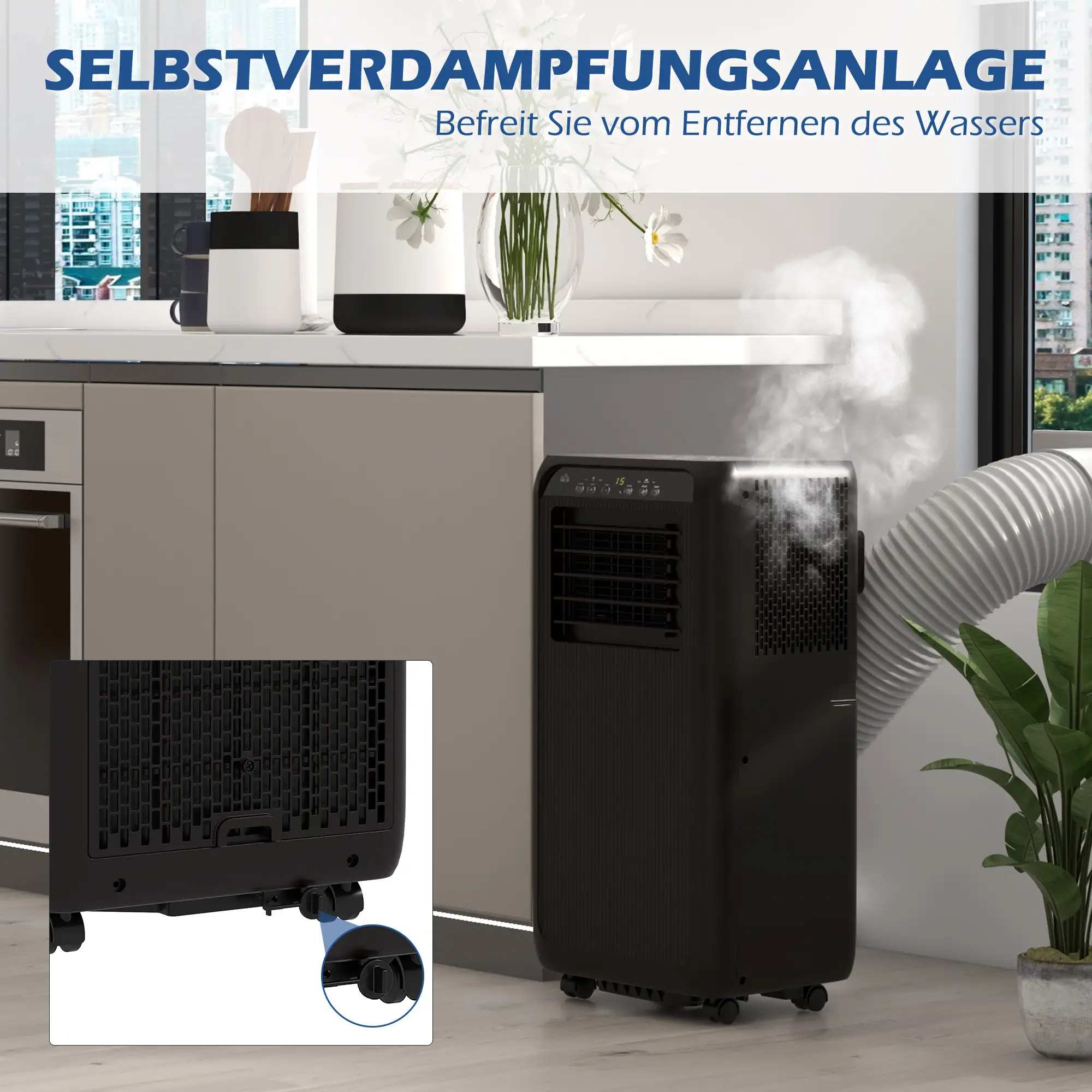 HOMCOM mobile Klimaanlage 3in1 9000BTU Timer Fernbedienung