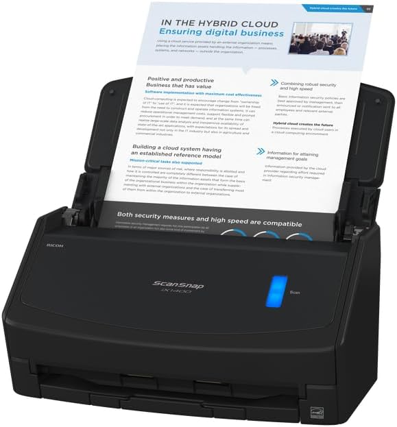 ScanSnap iX1400 Desktop Dokumentenscanner (Schwarz) - A4, Duplex, USB 3.2 mit ADF