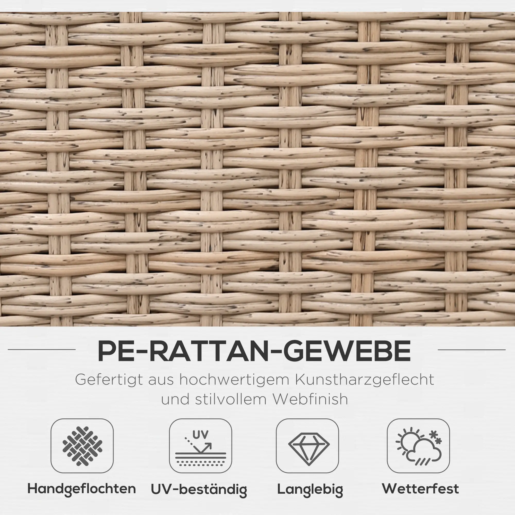 Outsunny Gartenmöbelset 4-teilig wetterfest mit Ablage Polyrattan