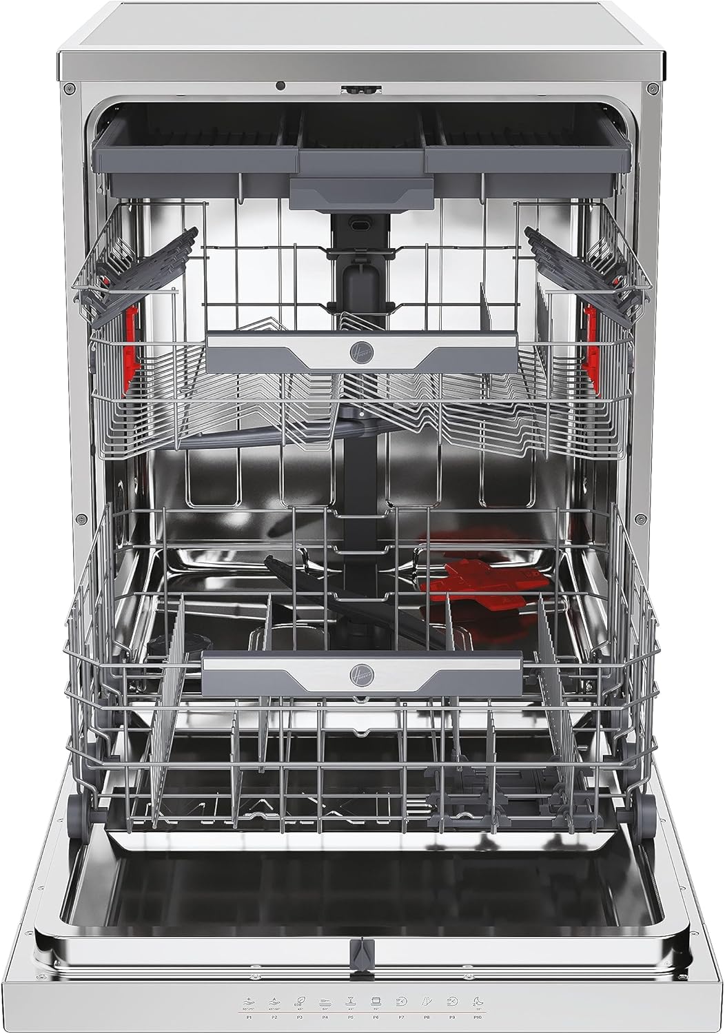 Hoover HF 4C6F0PW Geschirrspüler; 14 Maßgedecke; Freistehend, 60 cm breit; Energieeffizienzklasse C; Smarte Bedienung mit WiFi + Bluetooth-Technologie