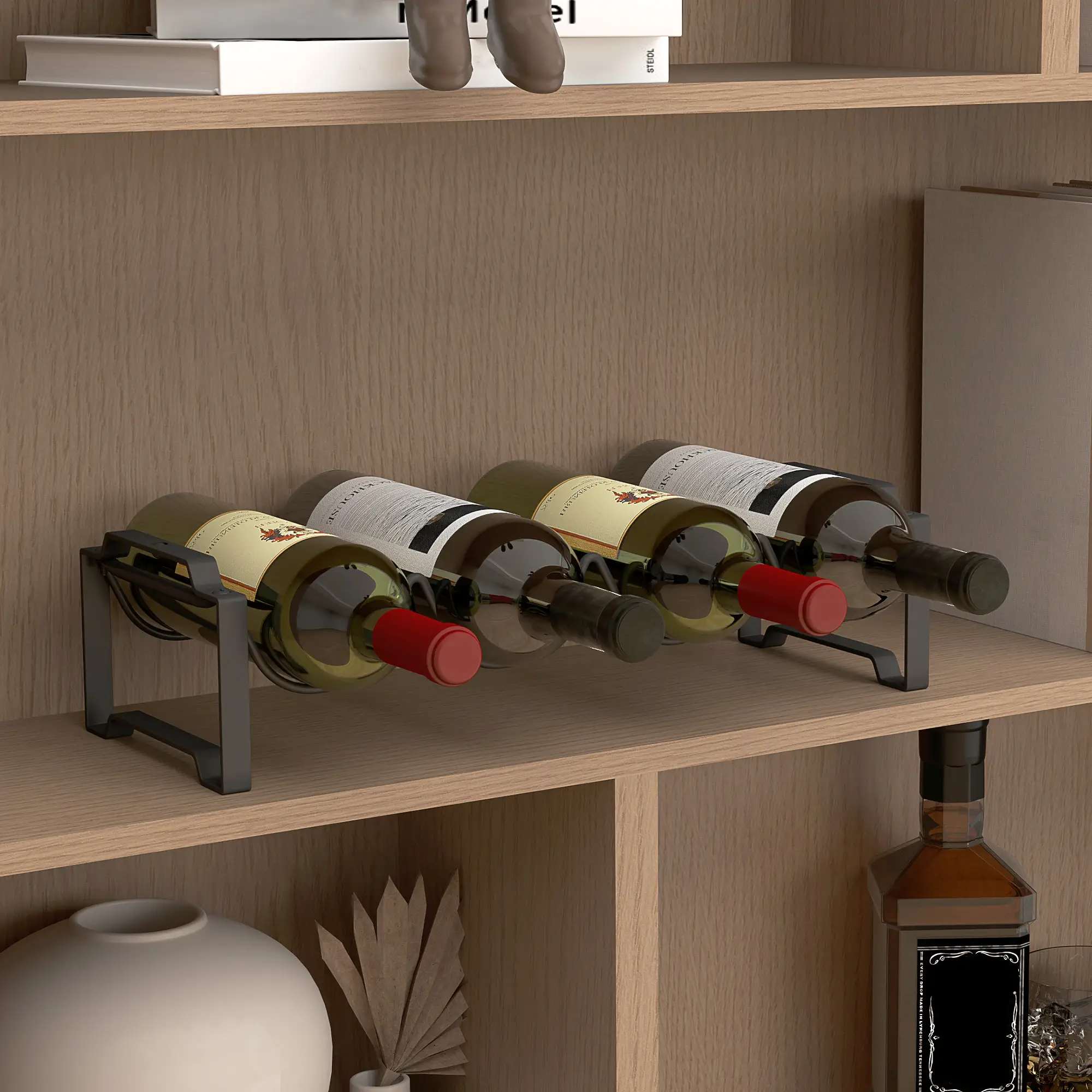 HOMCOM Weinregal Flaschenregal 16 Flaschen stapelbar wellenförmig