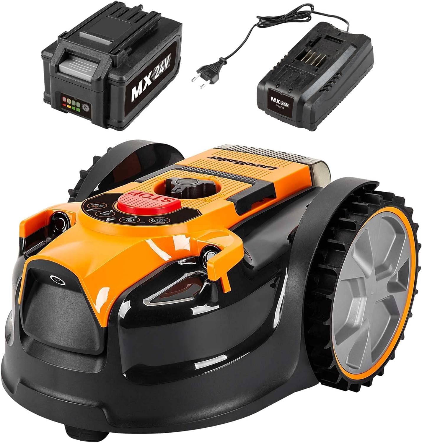 LawnMaster VBRM16 OcuMow Mhroboter für geeignet für bis zu 100 qm-Selbstfahrender Rasenmher Roboter mit MX 24V 4.0Ah Lithium-Ionen Akku Ohne Kabel