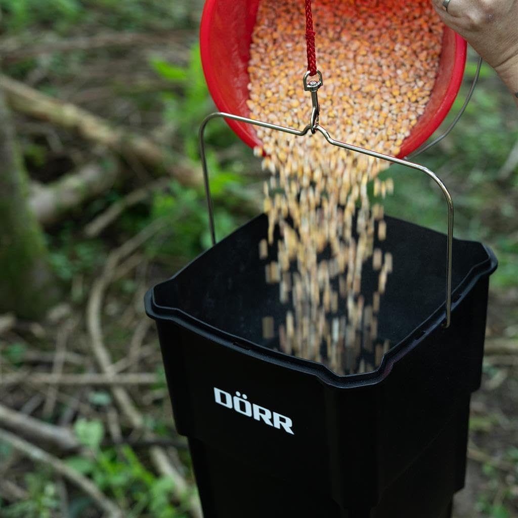 DÖRR Futterstreuer Compact - 4 Fütterungszeiten - Wildtiere - Fische - Einfache Steuerung - Verschiedene Futterarten - Mit Behälter