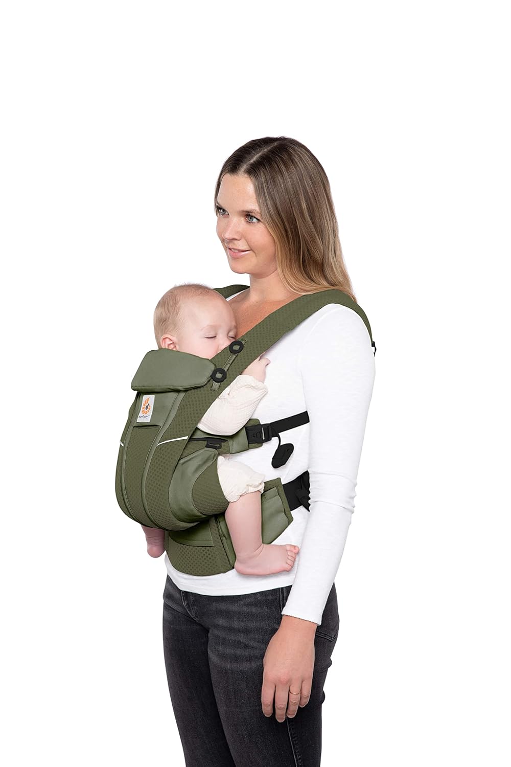 Ergobaby Omni Breeze Babytrage für Neugeborene ab Geburt bis 20kg, 4 Positionen SoftFlex Mesh Ergonomische Babybauchtrage Rückentrage Baby-Tragetasche, Natural Beige