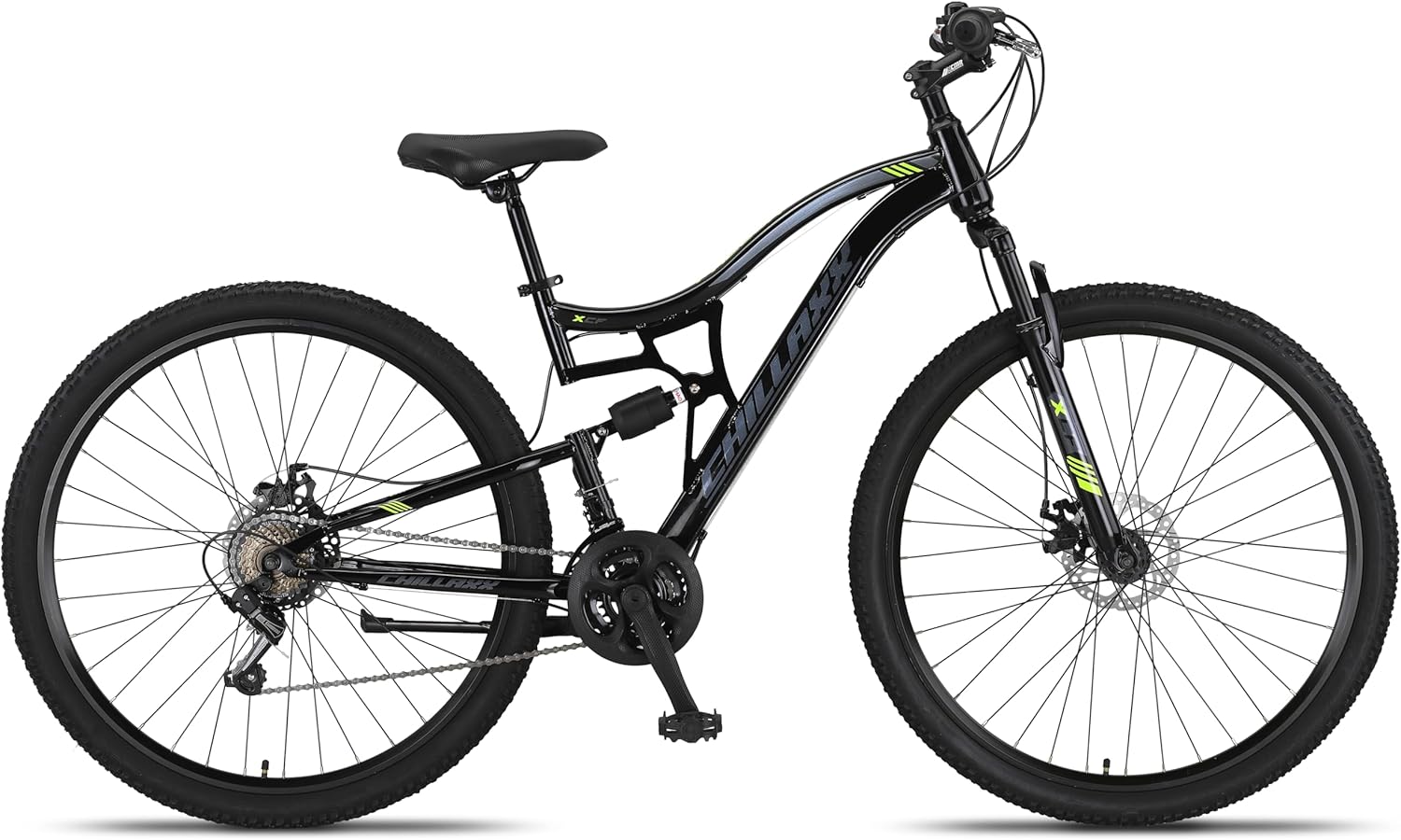 Chillaxx Bike Falcon Premium Mountainbike in 24,26,27.5 und 29 Zoll - Fahrrad für Jungen, Mädchen, Damen und Herren - Scheibenbremse- 21 Gang-Schaltung - Vollfederung