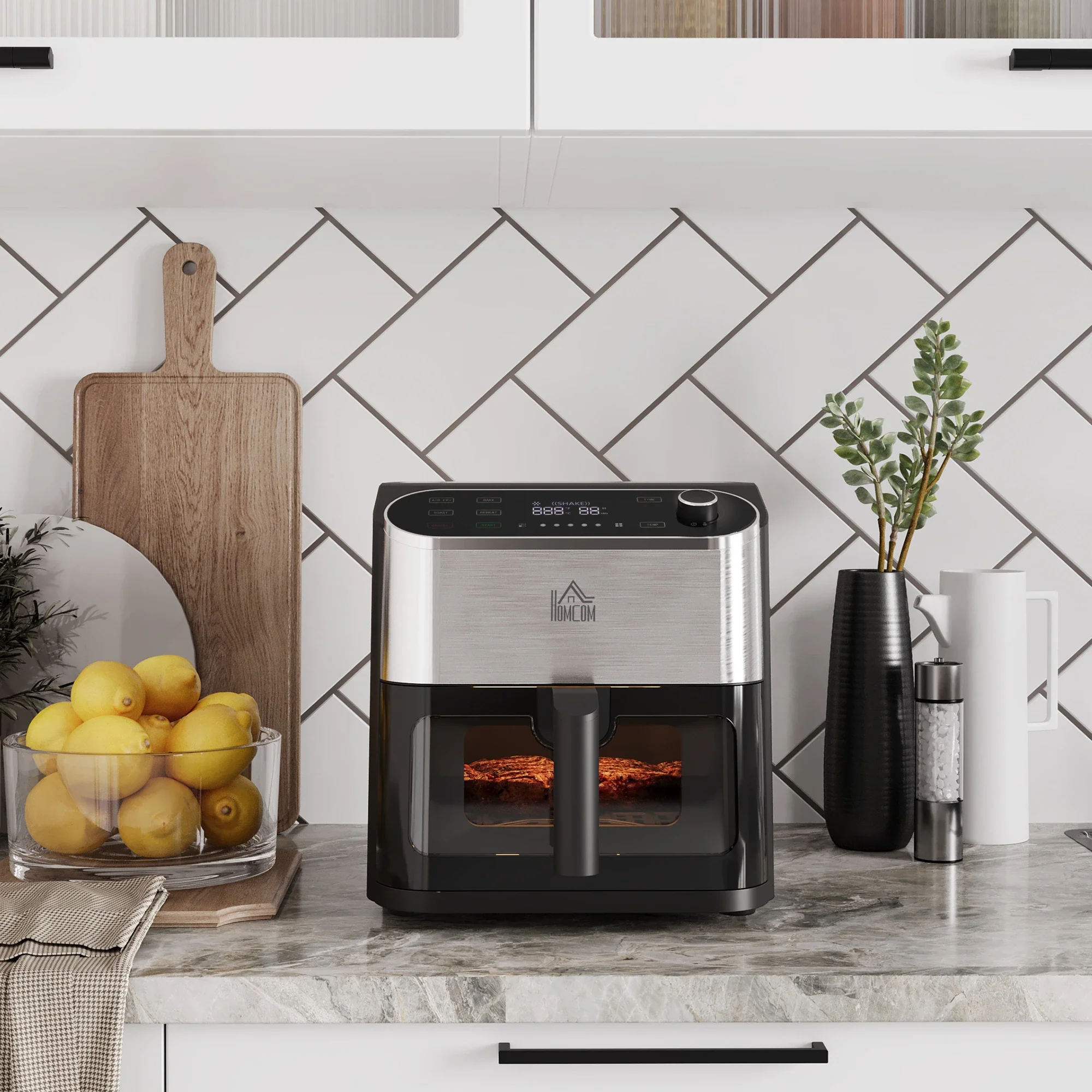 HOMCOM Heißluftfritteuse Airfryer fettarm schnelles Garen