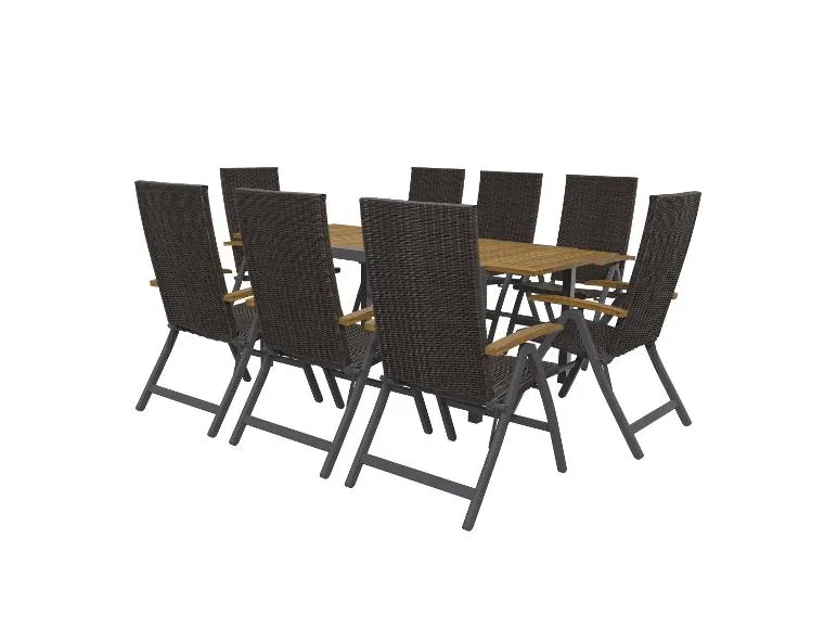 Geflecht-Set »Valencia«, 9-teilig - Ausziehtisch & 8 Klappsessel, braun