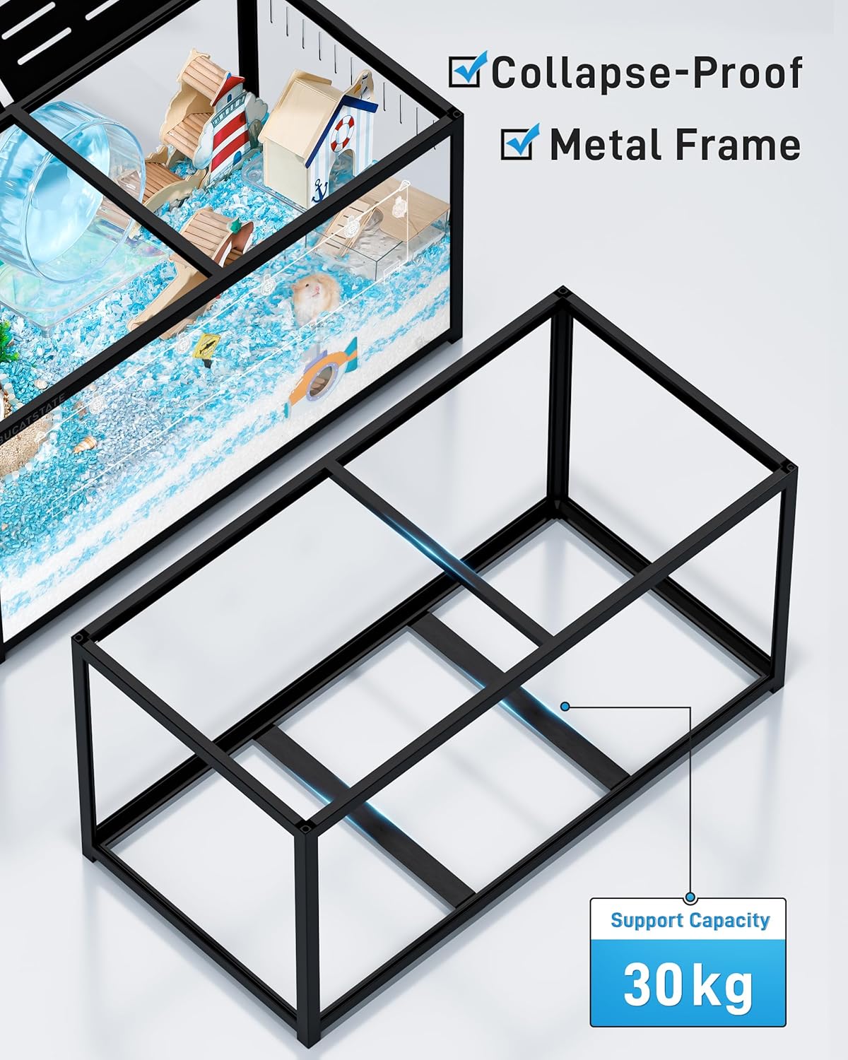 BUCATSTATE Hamsterkäfig 3,0: Metall Rattenkäfig Kleintierkäfig Groß Stapelbar mit Einfacher Montage 120L x 60W x 62H cm für Nager, Mäuse, Zwerghamster (0,72m², Weiß)