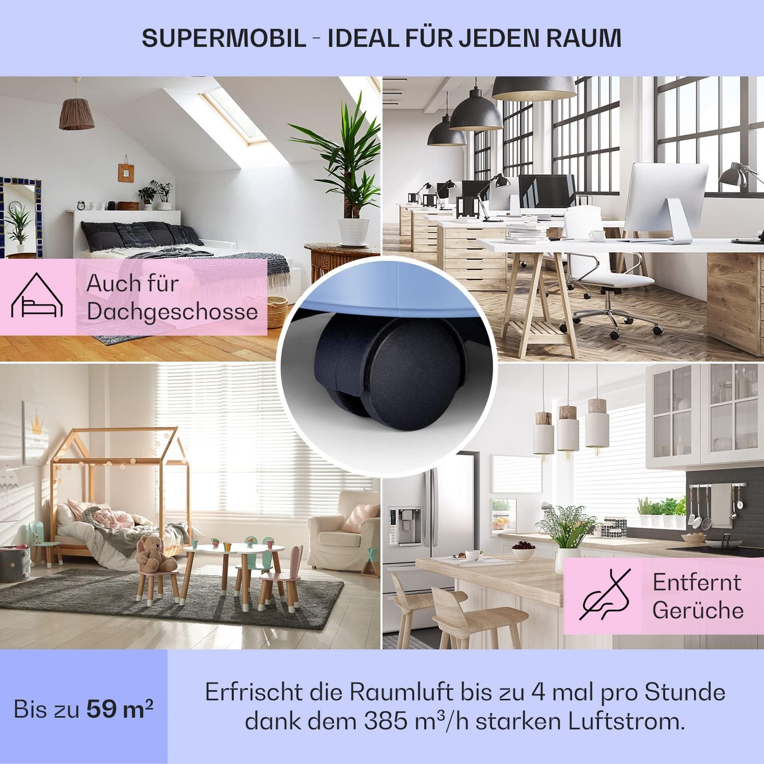 Klarstein Mobile Klimaanlage mit Abluftschlauch, 5-in-1 Klimagerät, Ventilator, Luftentfeuchter, Luftreiniger & Nachtmodus, App-Steuerung, Kleine & Portable, für Wohnung & Büro, 12000 BTU