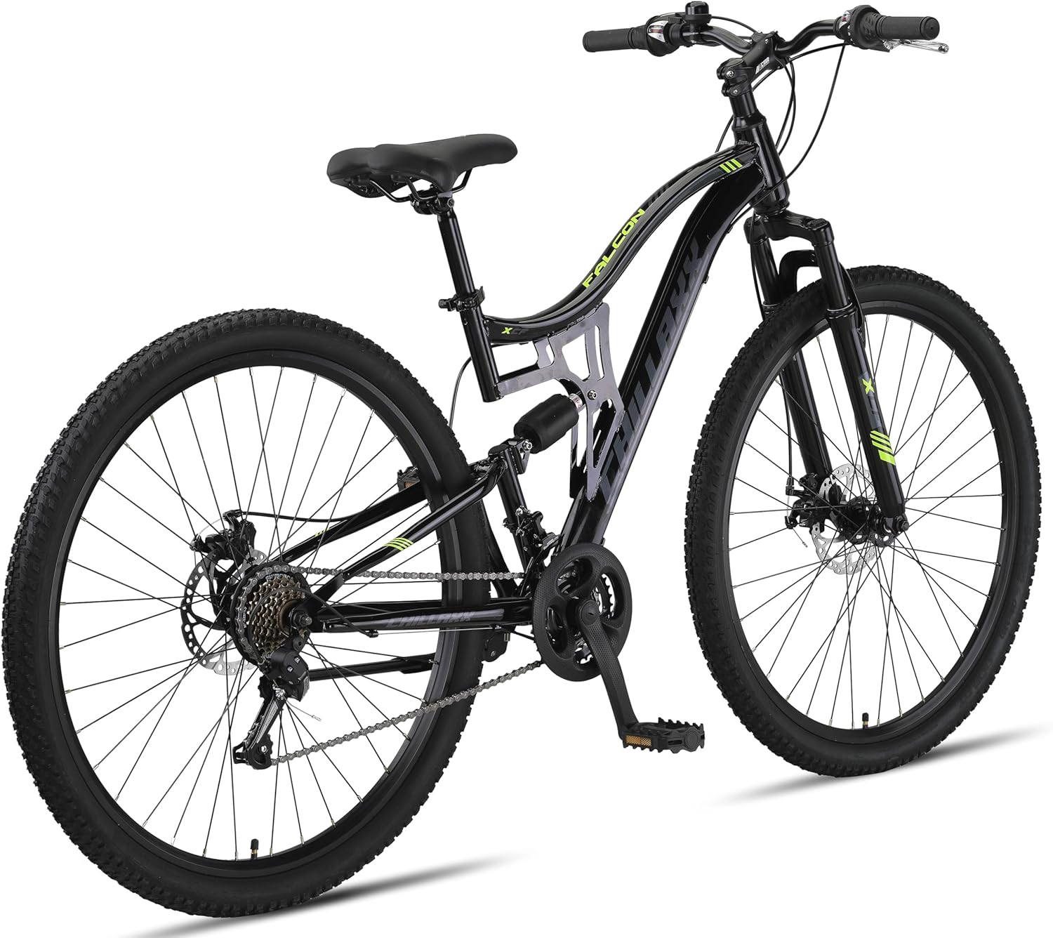 Chillaxx Bike Falcon Premium Mountainbike in 24,26,27.5 und 29 Zoll - Fahrrad für Jungen, Mädchen, Damen und Herren - Scheibenbremse- 21 Gang-Schaltung - Vollfederung