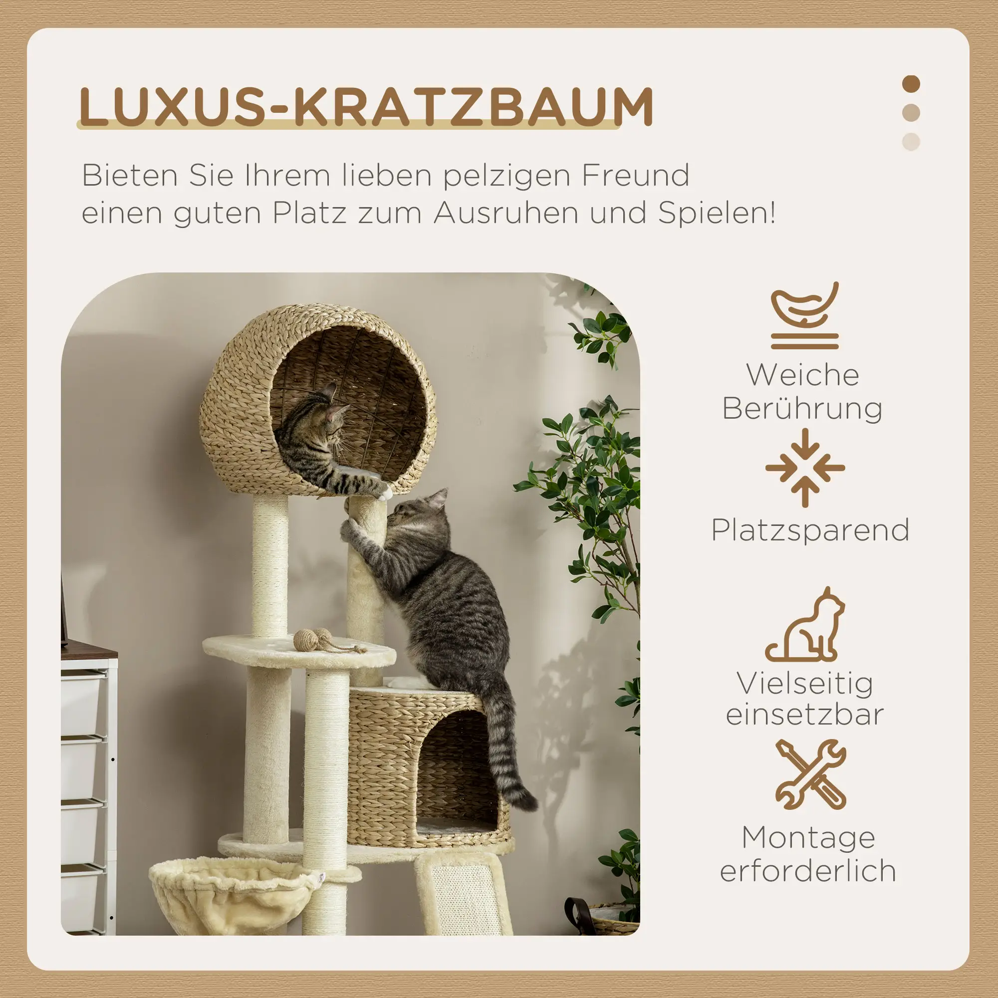 PawHut Kratzbaum Katzenhaus mit Hängematte und Aussichtsplattform