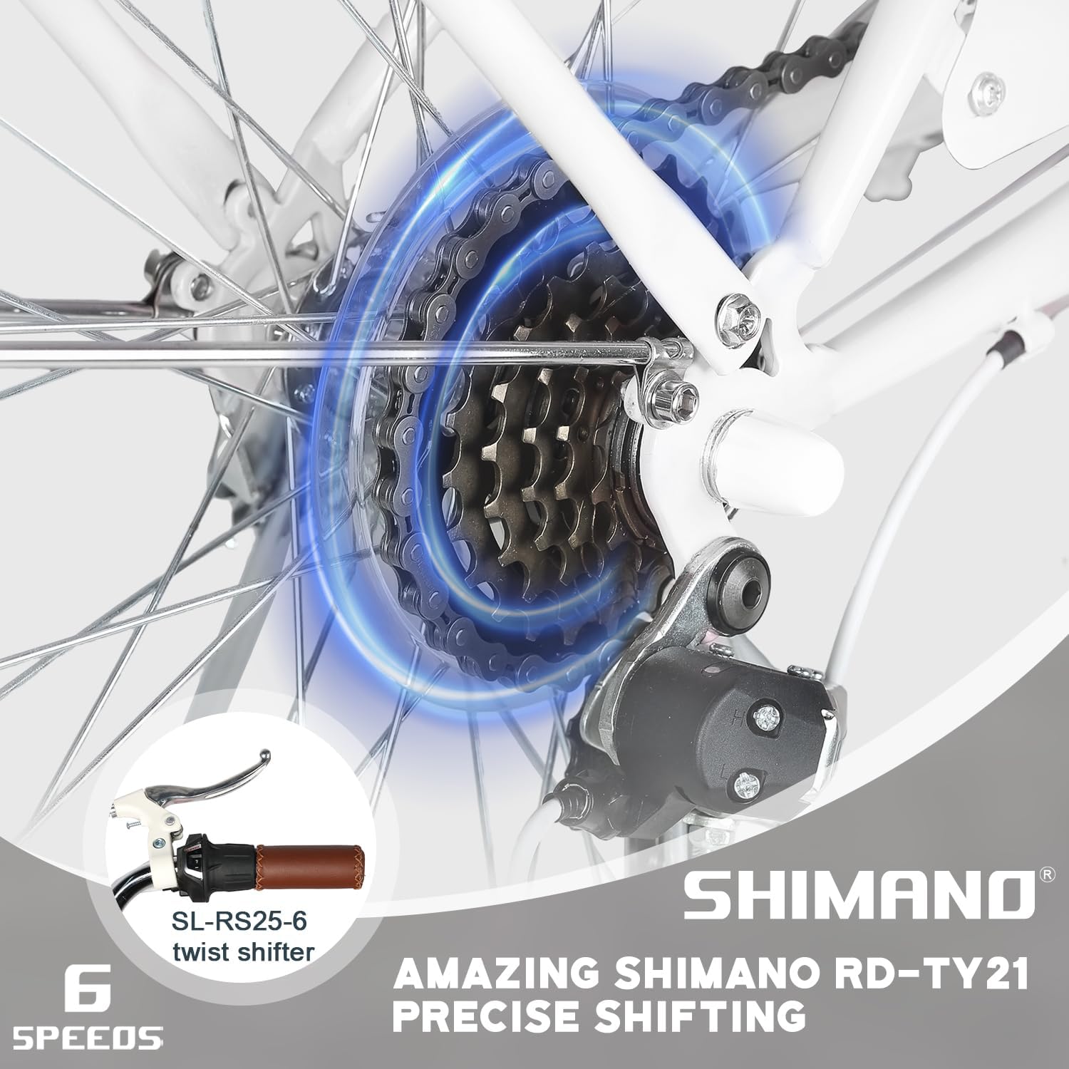 Glerc Missy 20 24 26 Zoll Mädchen City 6-Gang Hybrid Cruiser Fahrrad mit Weidenkorb für Jugend über 6-Jahre alt, mehrere Farben