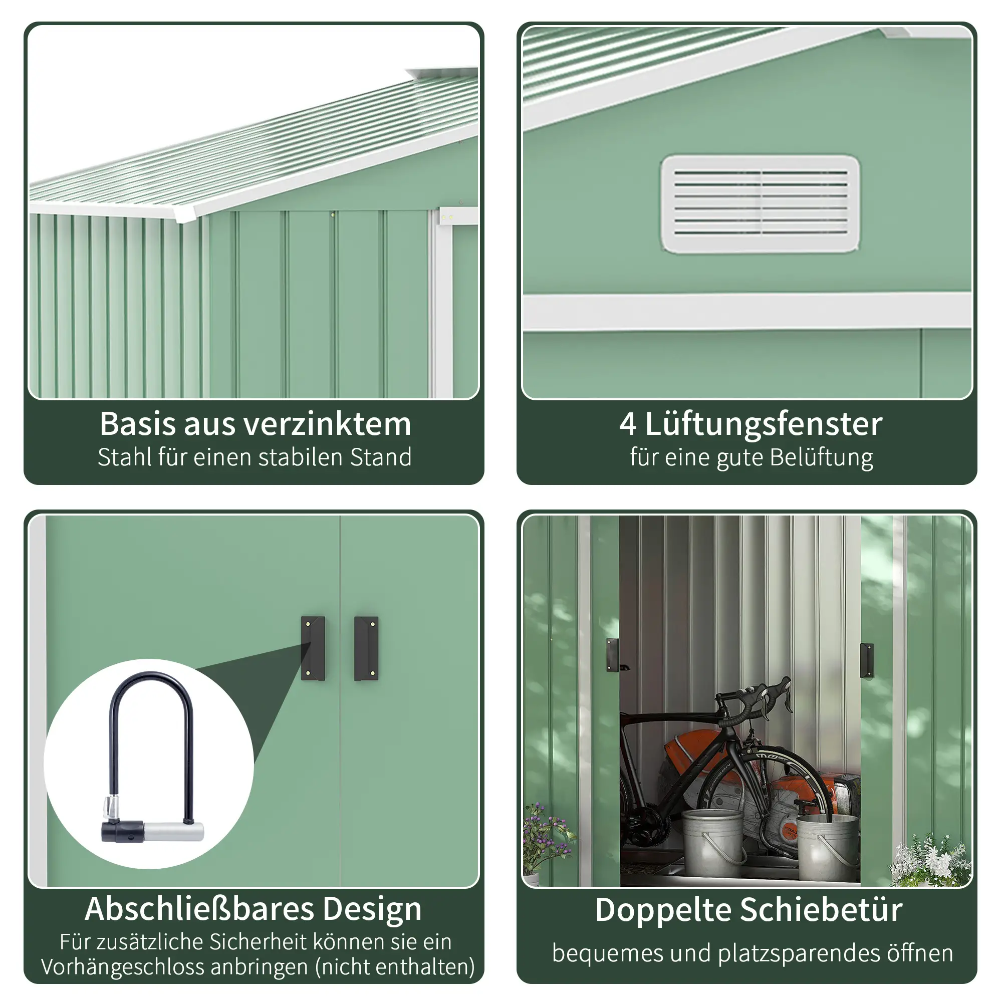 Outsunny Geräteschuppen mit Schiebetüren und Belüftung