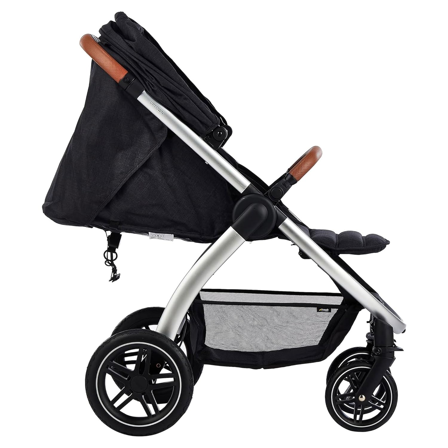 Hauck Uptown Kinderwagen Melange Rose – Kinderwagen für jedes Gelände, extra großer Sitz, flache Liegeposition, Gummiräder, Federung, kompakt und einfach zusammenklappbar, mit Regenschutz