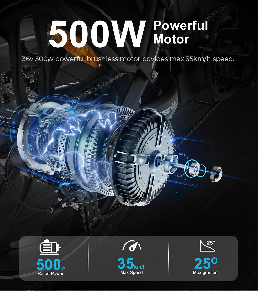 SAMEBIKE C05 Pro 36V 13Ah Akku 500W Motor Step-Through faltbares Fat Tire E-Bike