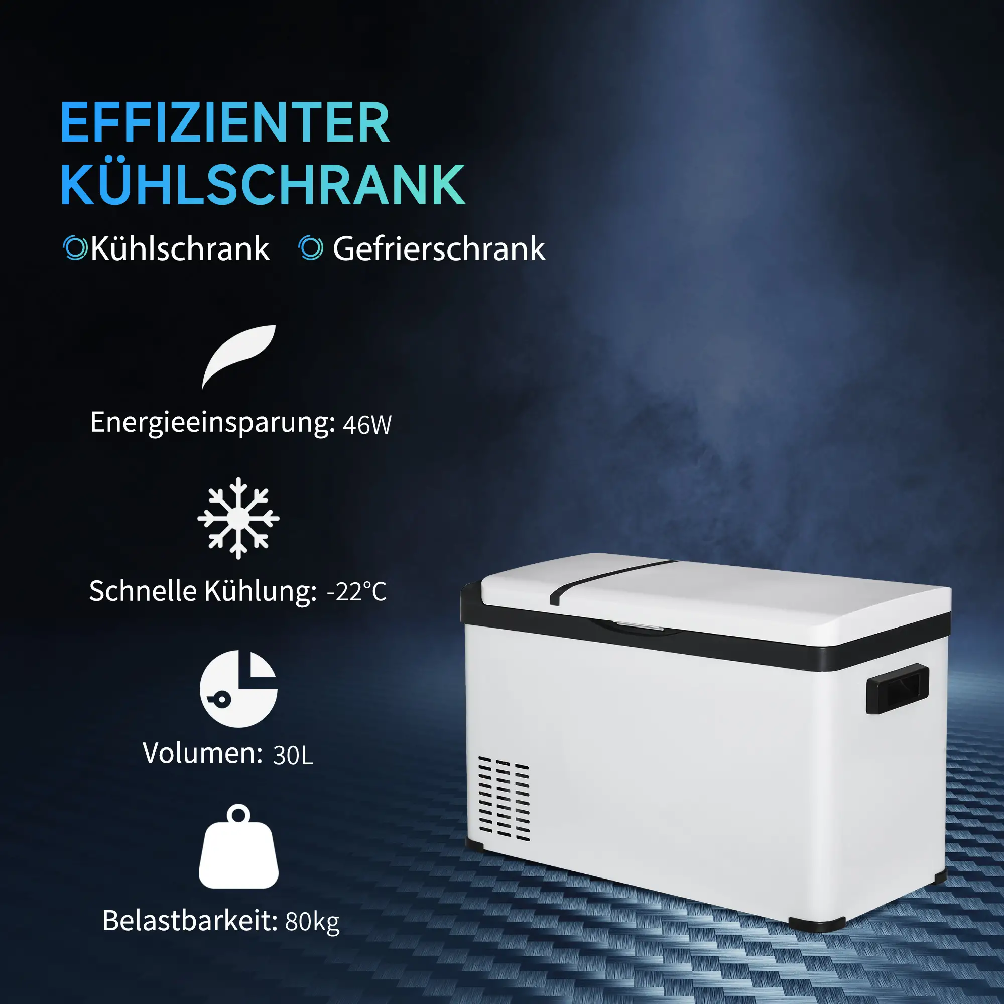 Outsunny Auto-Kühlschrank Kompressor LCD-Panel Batterieschutz Weiß