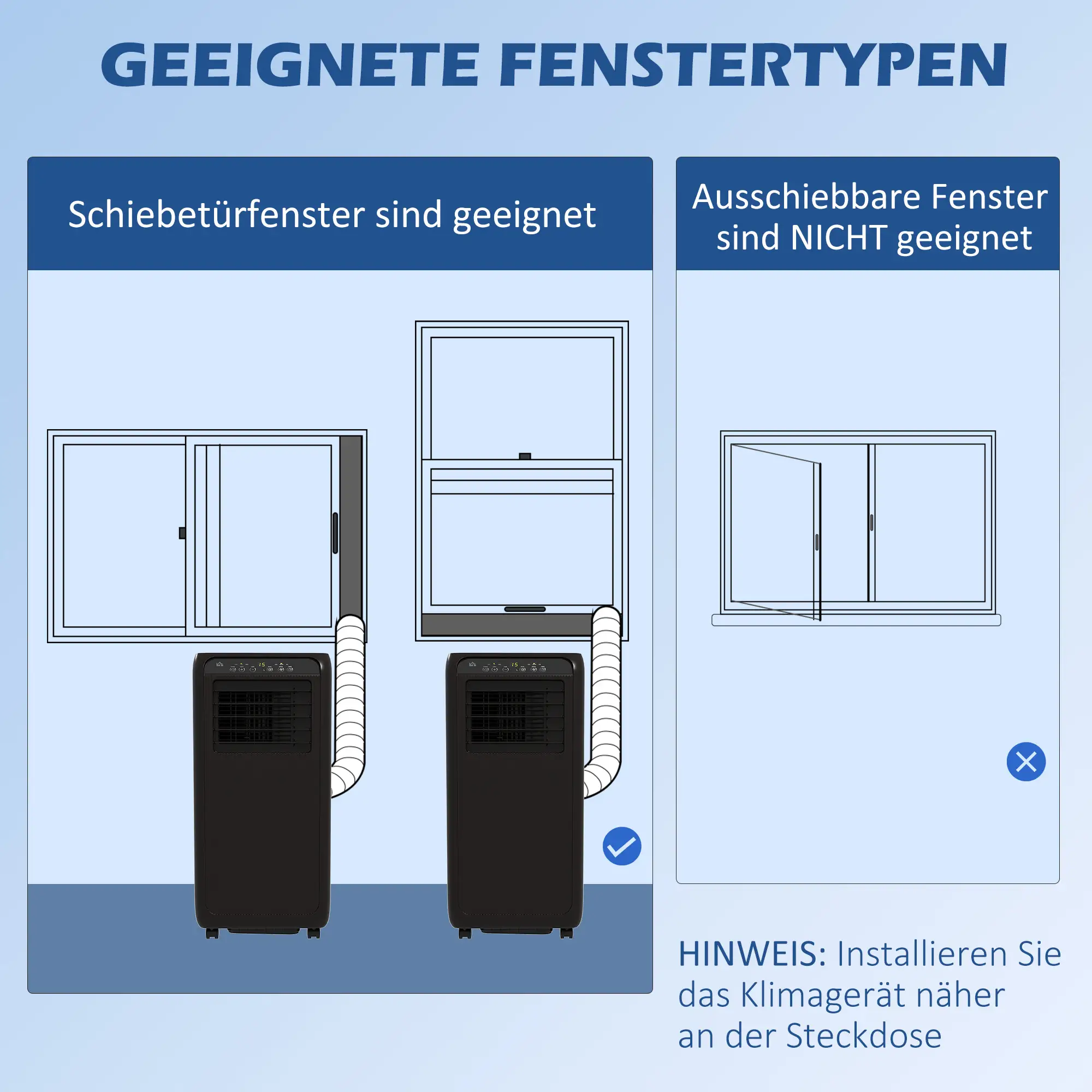 HOMCOM mobile Klimaanlage 3in1 9000BTU Timer Fernbedienung