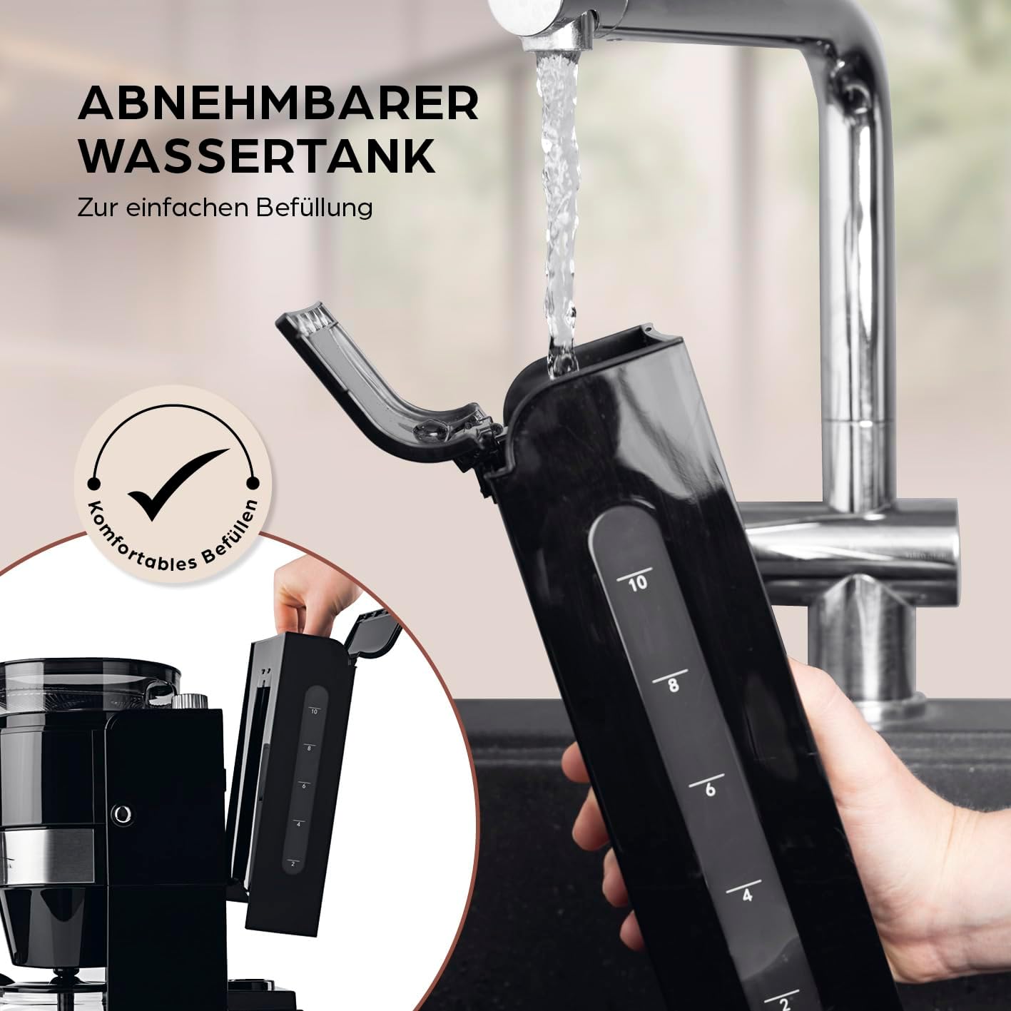 Barista Filterkaffeemaschine mit verstellbarem Mahlwerk & Thermokanne | Warmhaltefunktion, 24h Timer & Permanentfilter | Für 10 Tassen Kaffee | Kaffeemaschine für Bohnen & Pulver [Edelstahl]
