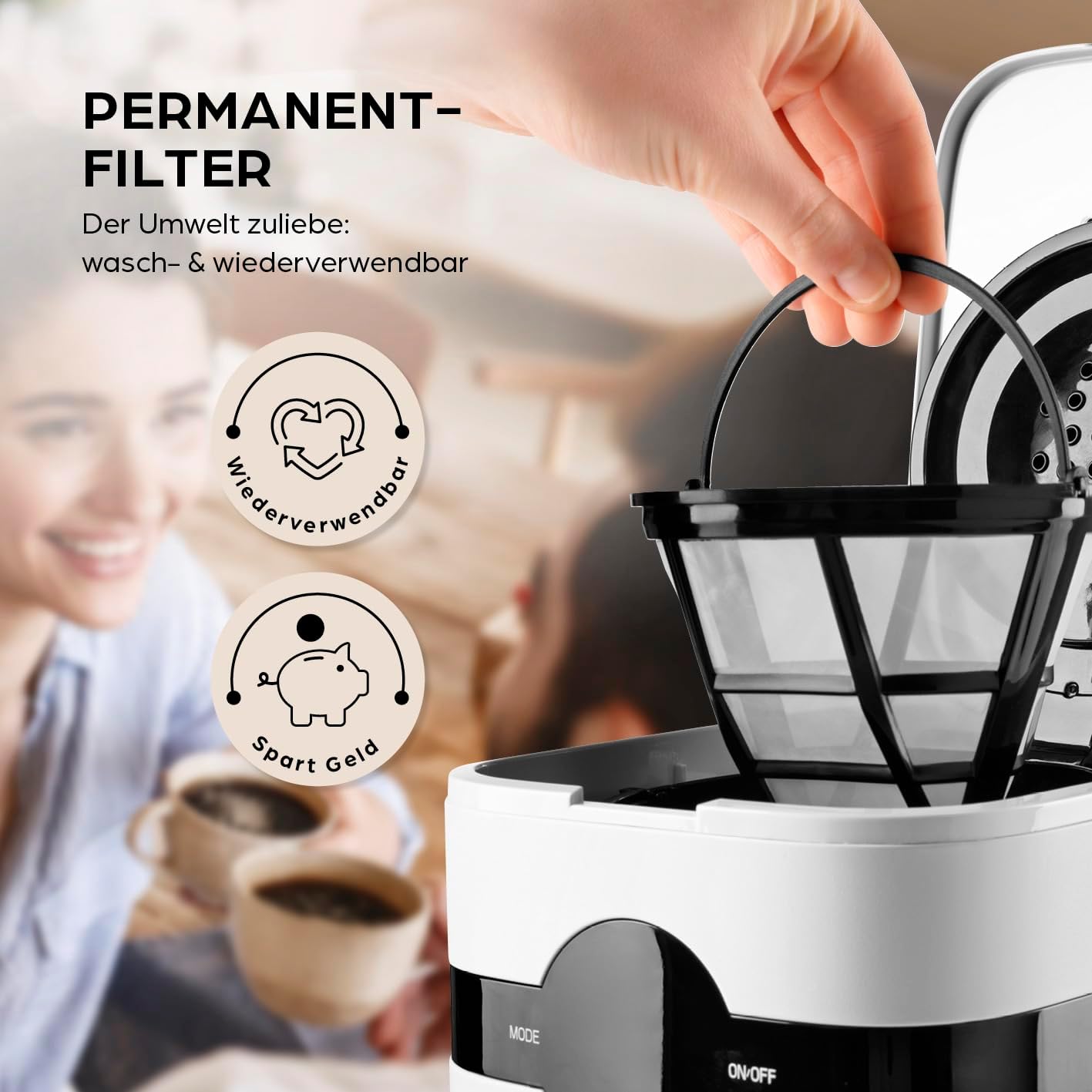 Barista Filterkaffeemaschine mit verstellbarem Mahlwerk & Thermokanne | Warmhaltefunktion, 24h Timer & Permanentfilter | Für 10 Tassen Kaffee | Kaffeemaschine für Bohnen & Pulver [Edelstahl]