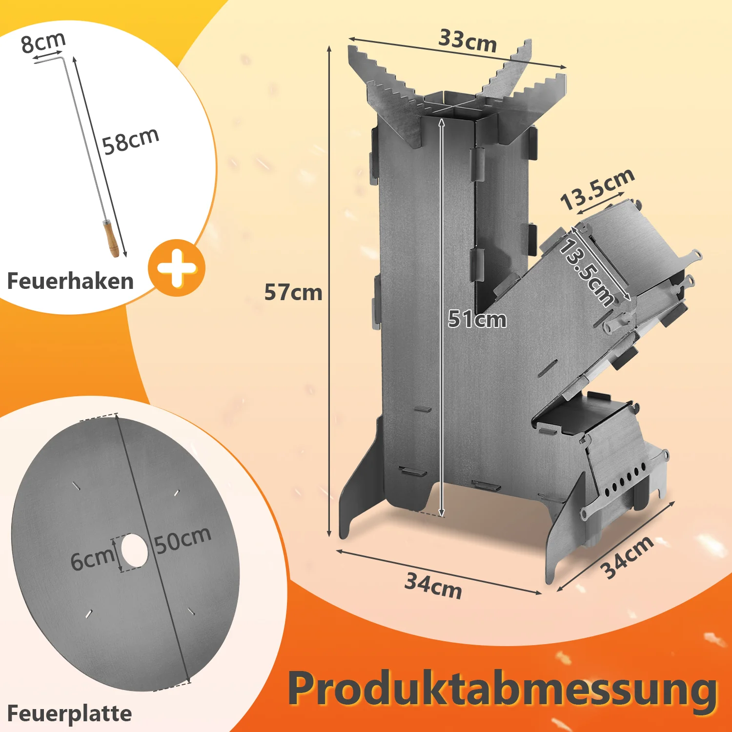 Sonnewelt Raketenofen Fire Gusseisen Stove Grillplatte