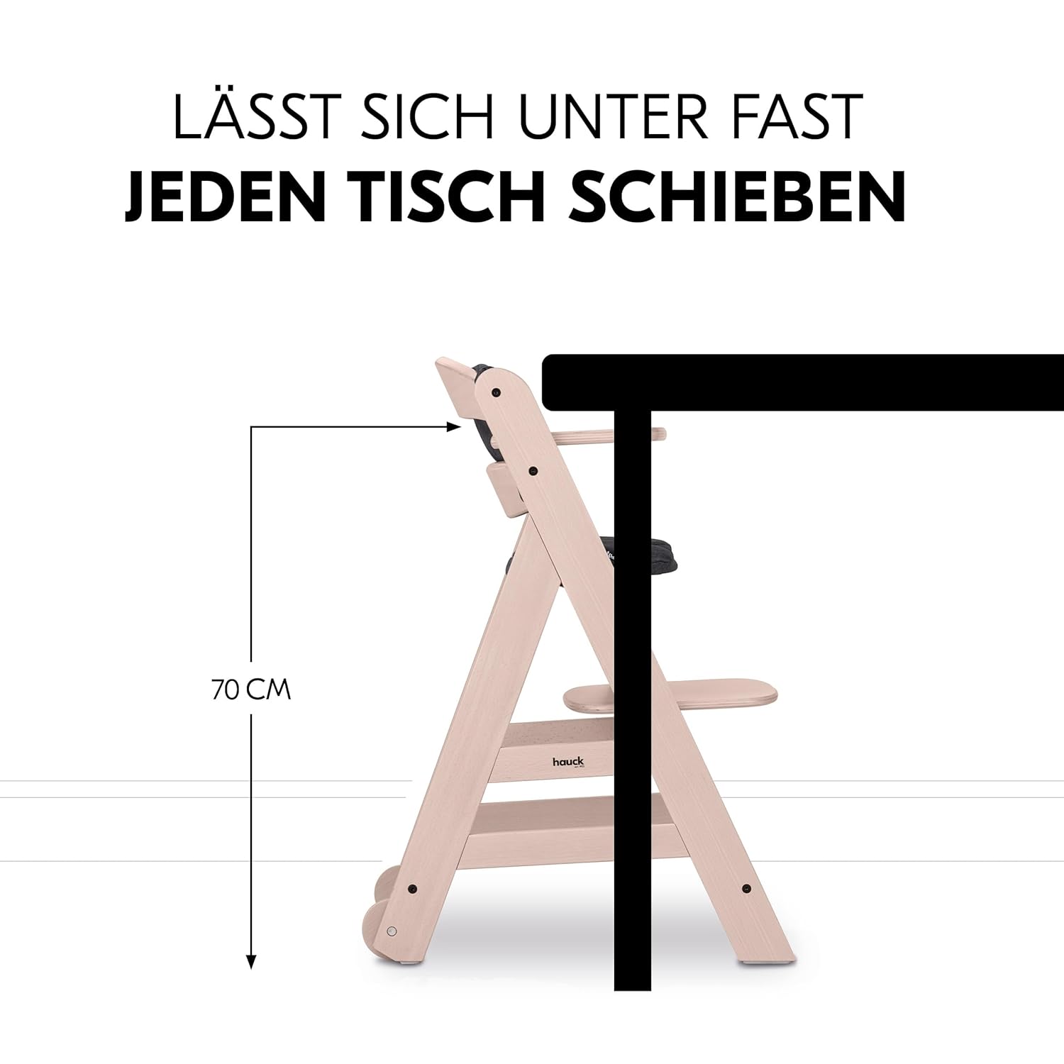 hauck Hochstuhl Beta+ Newborn Set Premium Dark Grey - Babyhochstuhl Set ab Geburt mit Neugeborenen Aufsatz Bouncer, Sitzpolster und Essbrett - Dark Grey