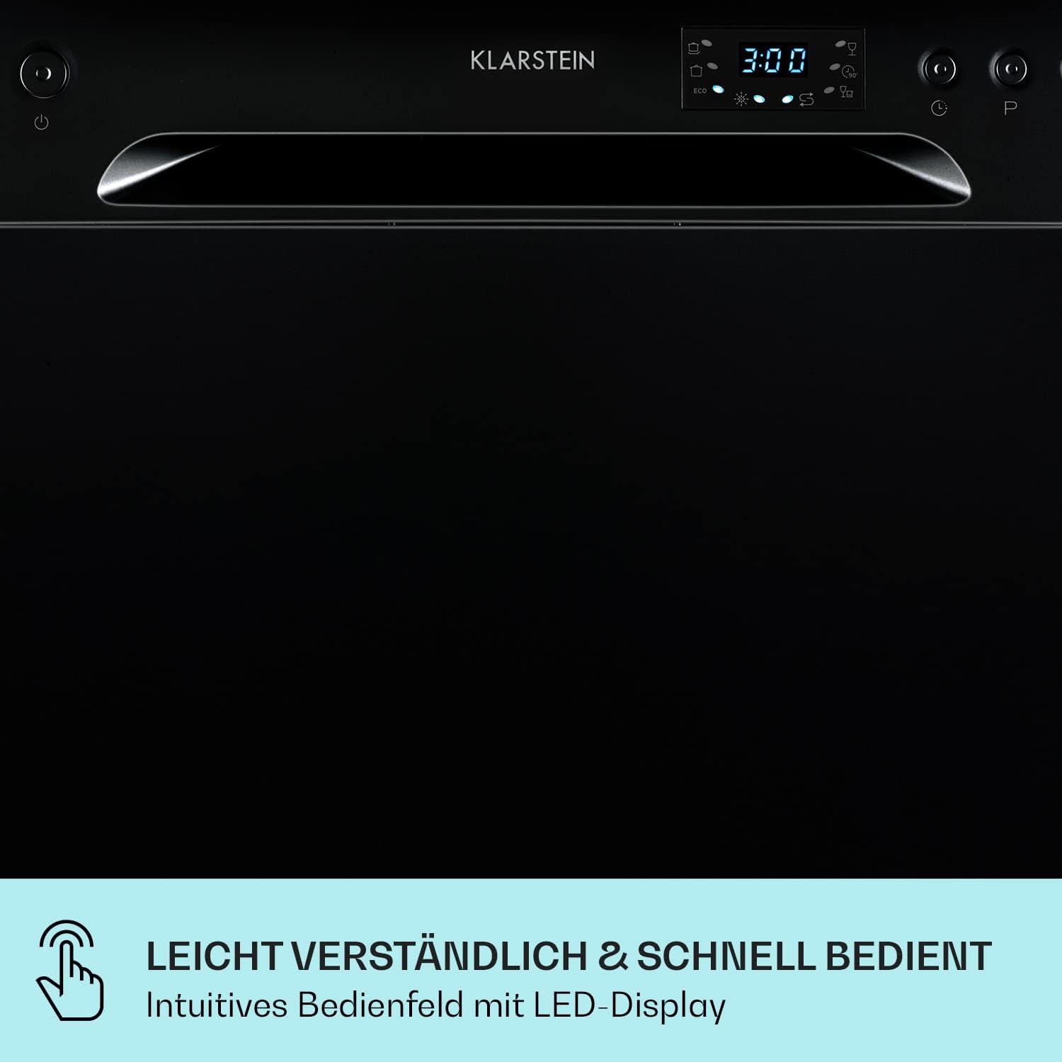 Klarstein ia 8 - Spülmaschine, Geschirrspüler, Freistehend, Teilintegriert, F, 55 cm breit, 8 Maßgedecke, 6 Programme, Aquastop, silber