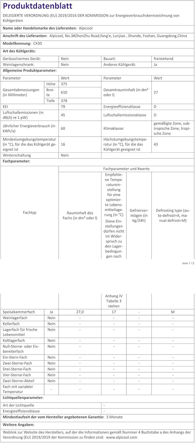 Alpicool CF55 55 Liter Kühlbox 12V tragbarer Mini-Kühlschrank elektrische Gefrierbox klein Gefrierschrank für Auto Camping, LKW, Boot und Steckdose mit USB-Anschluss, -20℃ bis 20℃