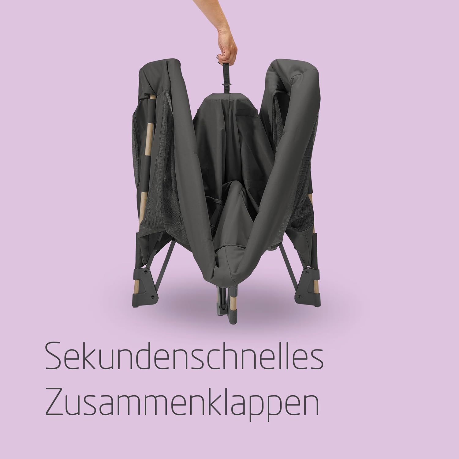 Maxi-Cosi Swift 3-in-1 Reisebett Baby, Babywiege, 0–3,5 Jahre, bis zu 15 kg, Reisebett höhenverstellbar, 2-in-1-Matratze, ultraleicht, in 1 Sekunde klappbar, Reisetasche, Eco Care, Beyond Grey