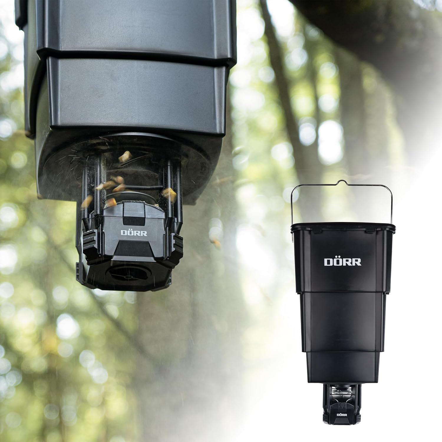DÖRR Futterstreuer Compact - 4 Fütterungszeiten - Wildtiere - Fische - Einfache Steuerung - Verschiedene Futterarten - Mit Behälter
