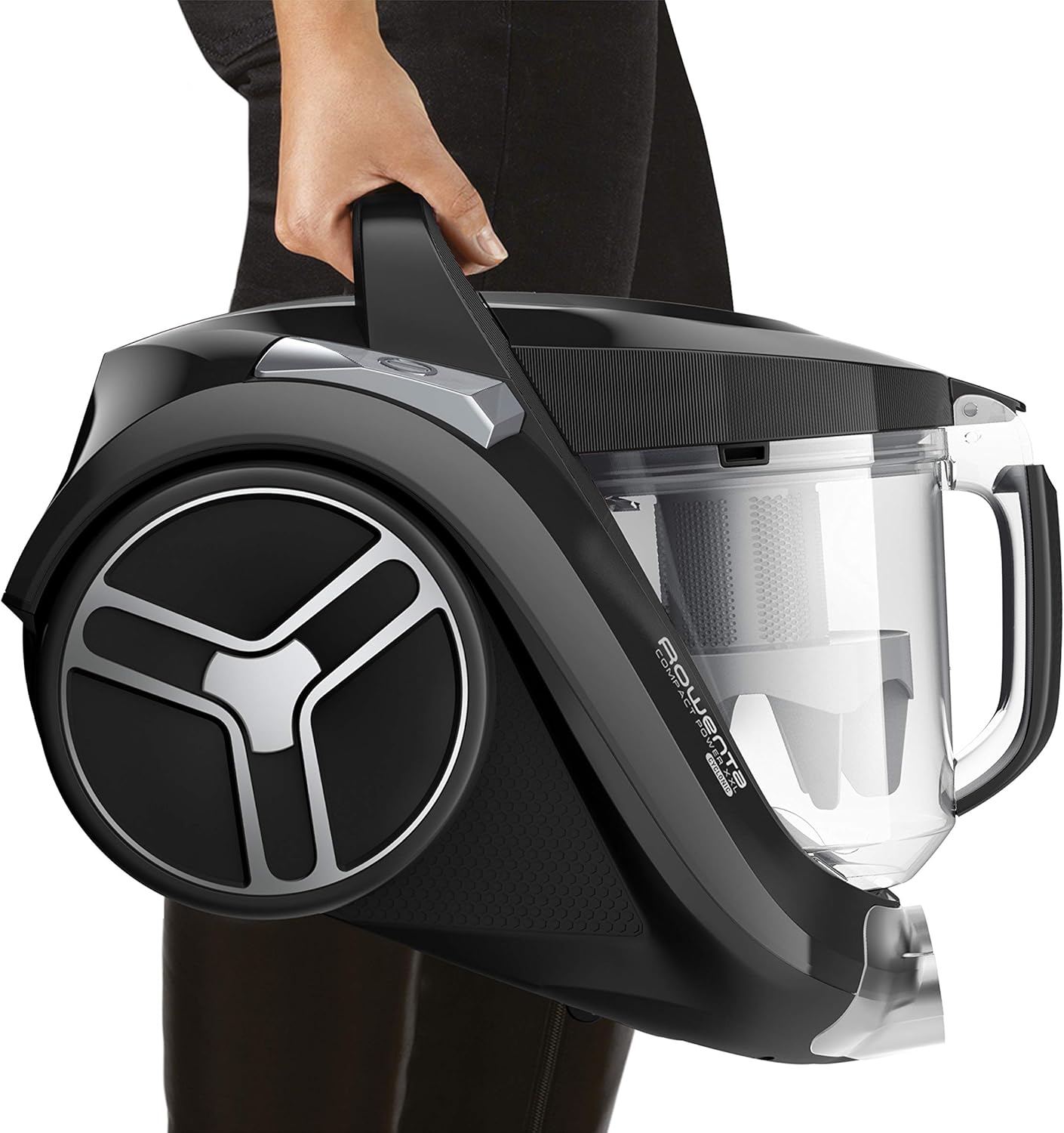 Rowenta RO4825 beutelloser Bodenstaubsauger Compact Power XXL | 550 Watt | 2,5L Staubvolumen | Kompakt & leise | Extreme Saugleistung | Hocheffizienter Saugkopf | Schwarz/Grau