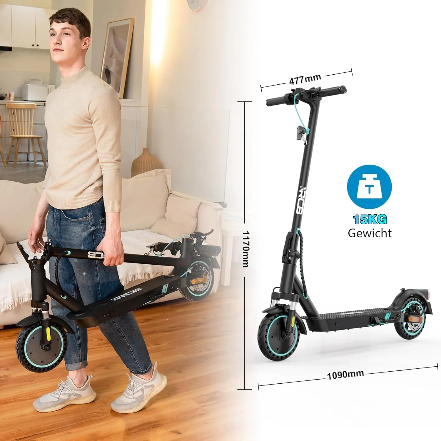 RCB EV85F ABE E-Scooter | 400W Motor, 36V Batterie