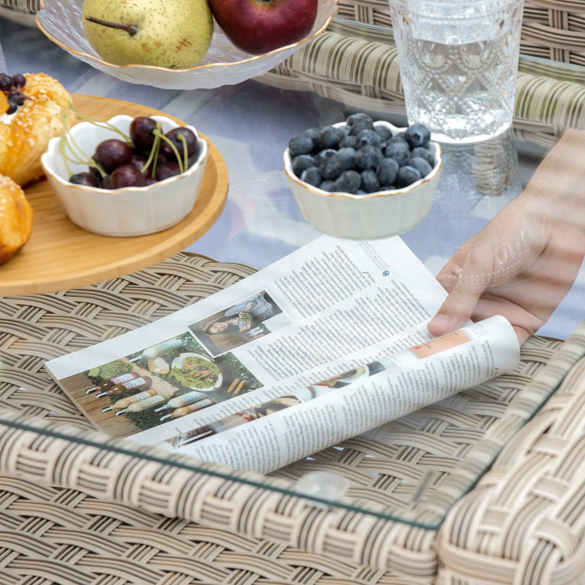 Outsunny Gartenmöbelset Rattan 5-teilig Outdoor Sofa Beistelltisch Aluminium