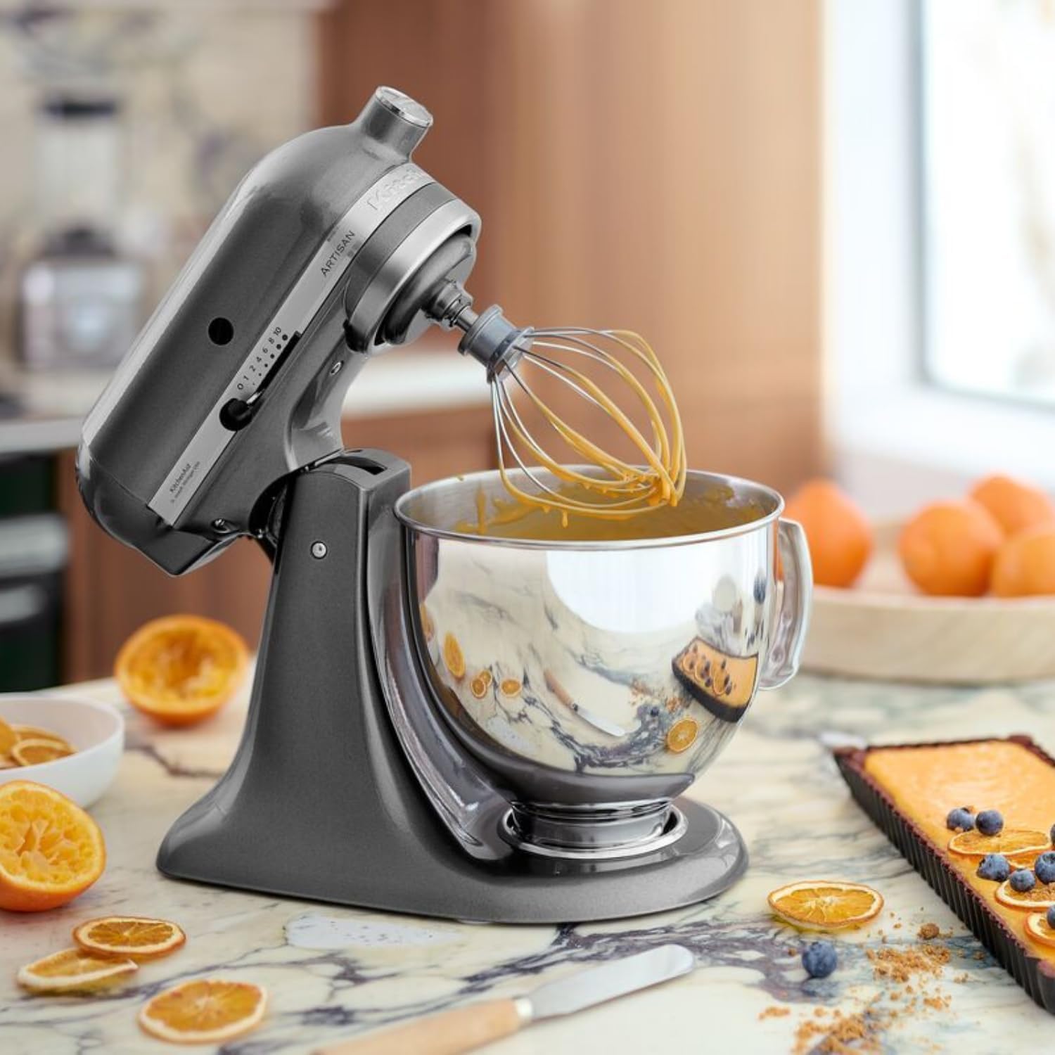 KitchenAid Küchenmaschine I Artisan I Kippbarem Food Processor I Teigknetmaschine mit 5 Zubehör | 2 Schüsseln aus Edelstahl | 4.8 L | Pistaccio