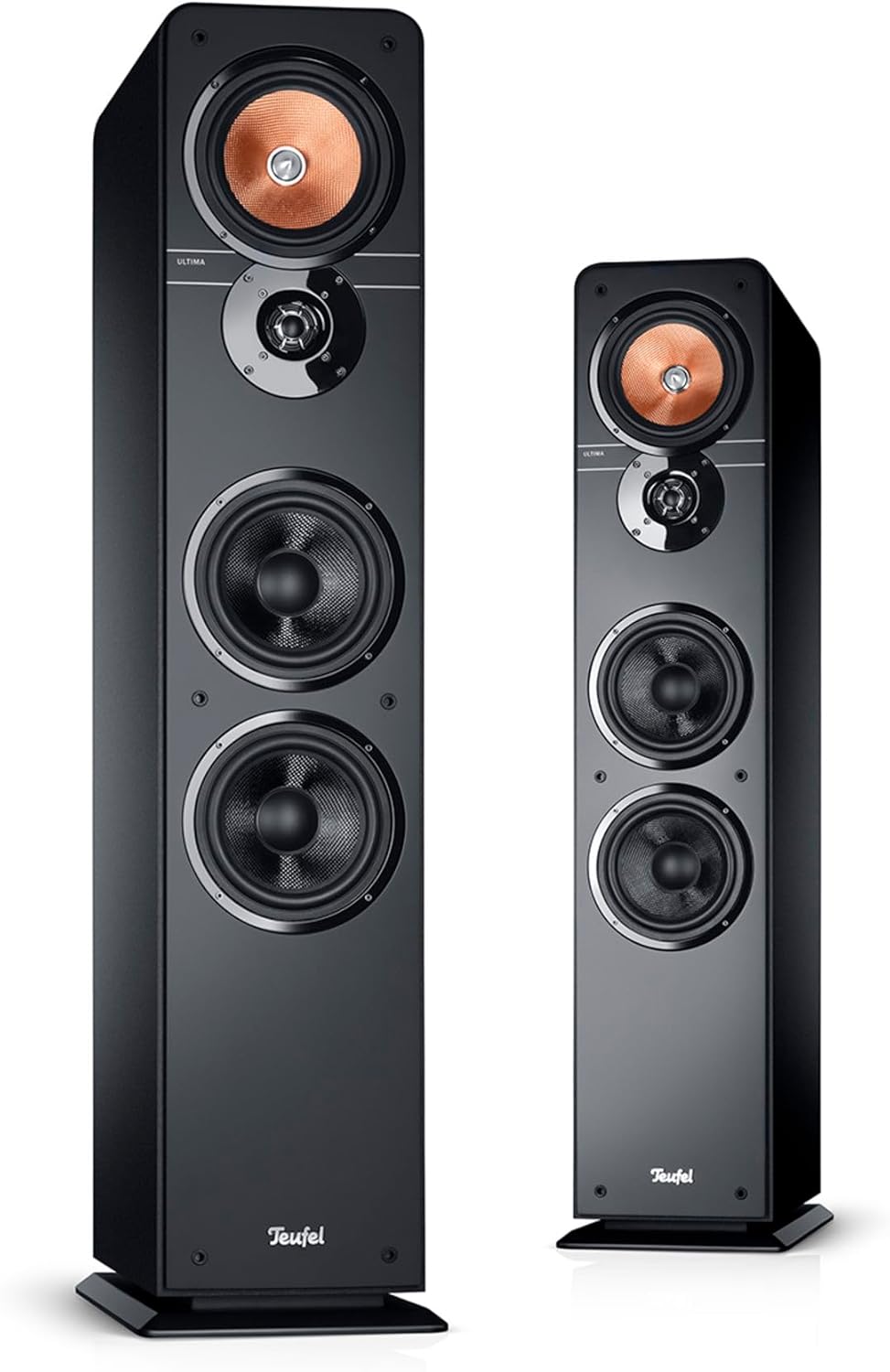 Teufel Ultima 40 Stereo Lautsprecher - HiFi Standlautsprecher Paar der Spitzenklasse, Phase-Plug Hochtöner, 3-Wege System, Doppelrohr-Bassreflex, Musik, Filmton, Games - schwarz