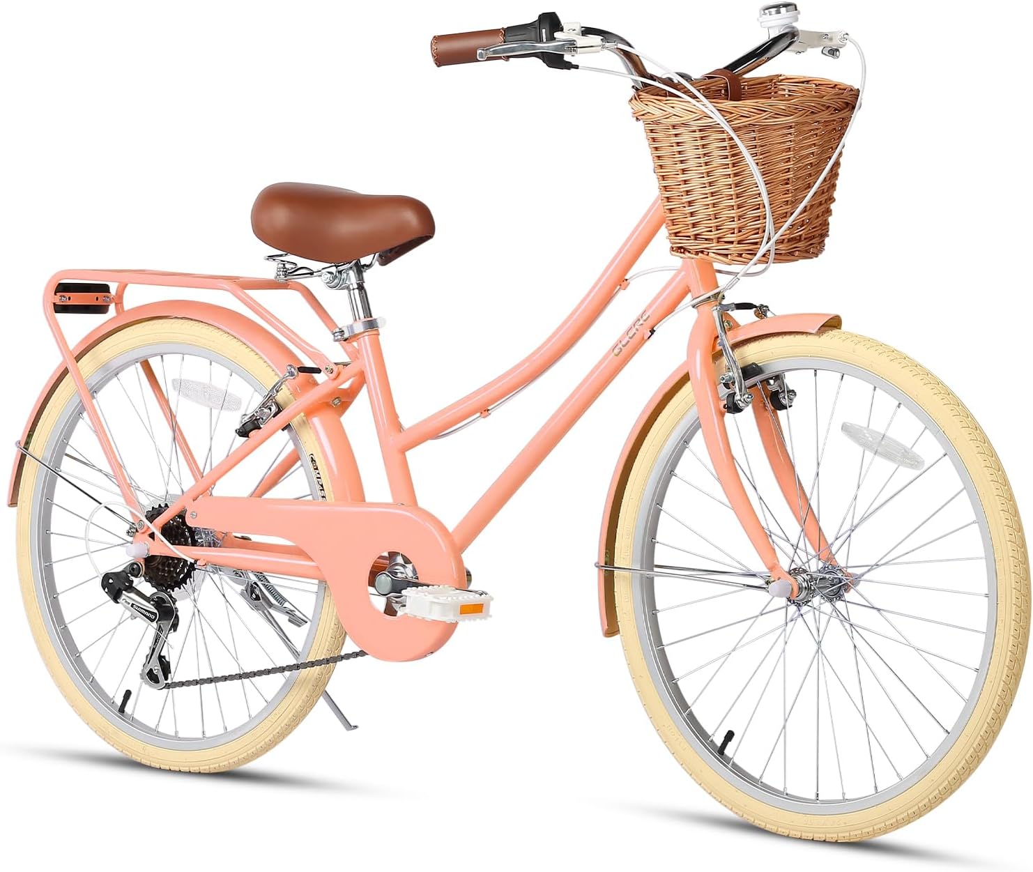 Glerc Missy 20 24 26 Zoll Mädchen City 6-Gang Hybrid Cruiser Fahrrad mit Weidenkorb für Jugend über 6-Jahre alt, mehrere Farben
