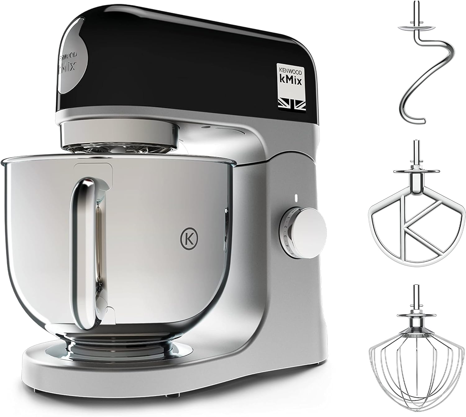 Kenwood kMix KMX750RD Küchenmaschine, 5 l Edelstahl Schüssel, Safe-Use-Sicherheitssystem, Metallgehuse, 1000 Watt, inkl. 3-Teiligem Patisserie-Set und Spritzschutz, Rot