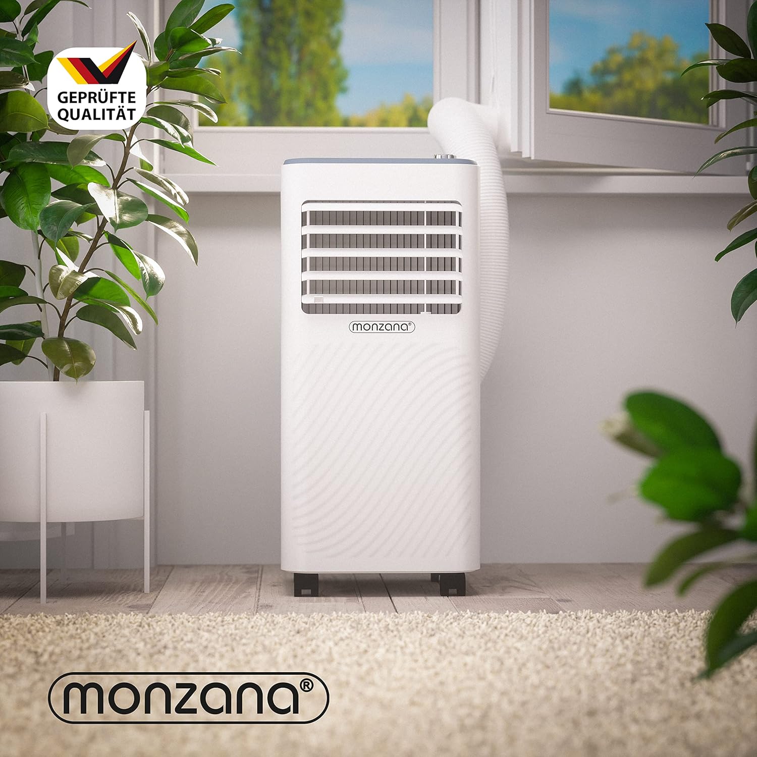 Monzana lokale Klimaanlage MZKA2000 Mobil Abluftschlauch 7000BTU 3in1 750W 24h Timer 25qm Fernbedienung Luftentfeuchter Rollladenkit Klimagerät