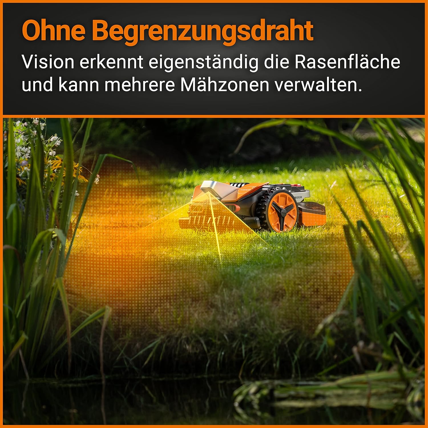 WORX Landroid M WR141E Mhroboter/Akkurasenmher für kleine Grten bis 500 qm/Selbstfahrender Rasenmher für einen sauberen Rasenschnitt, Bunt