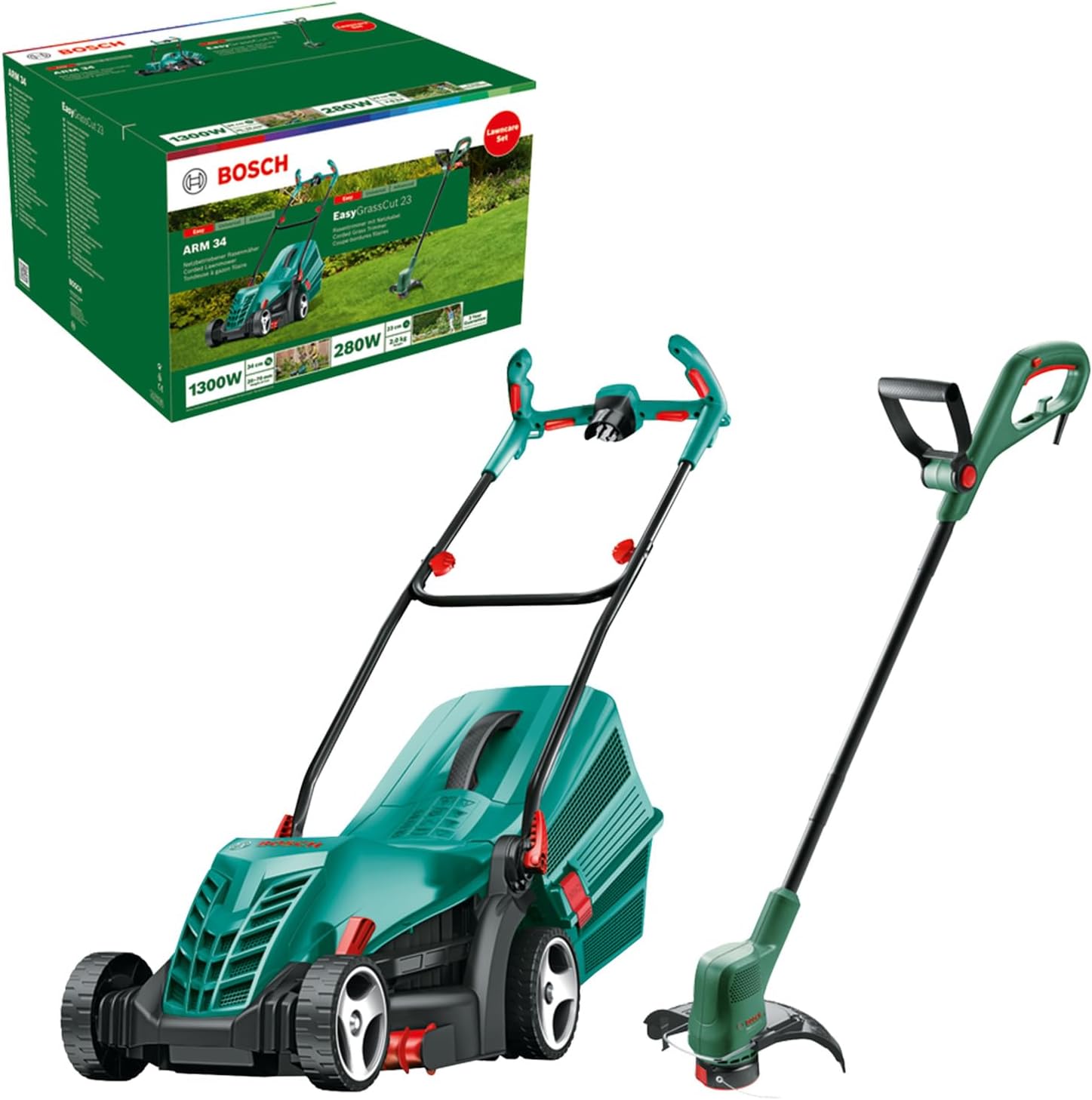 Bosch Elektro Rasenmher ARM 34 (Grasfangbox, Karton, Schnitthhe: 20-70 mm, Schnittbreite: 34 cm, 11 kg, 1.300 W)