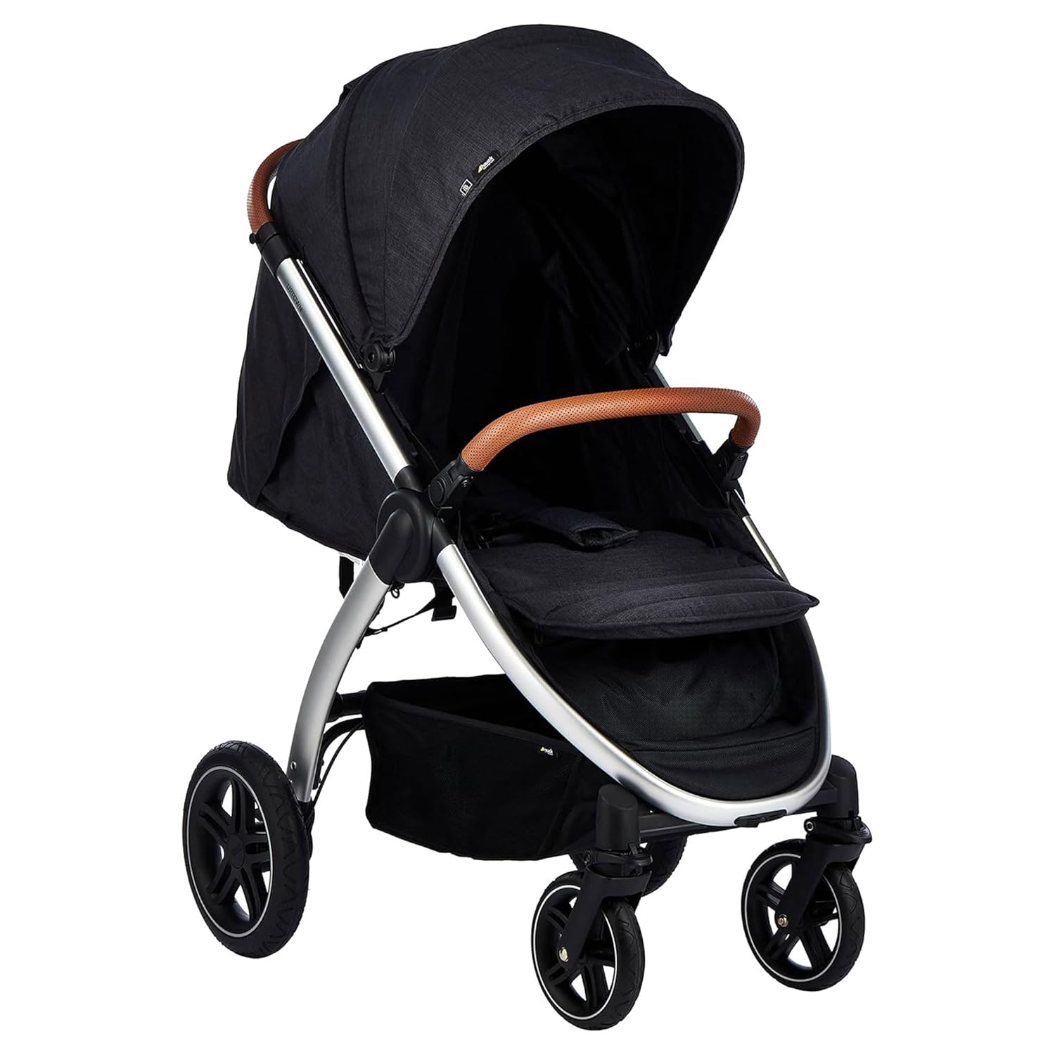 Hauck Uptown Kinderwagen Melange Rose – Kinderwagen für jedes Gelände, extra großer Sitz, flache Liegeposition, Gummiräder, Federung, kompakt und einfach zusammenklappbar, mit Regenschutz