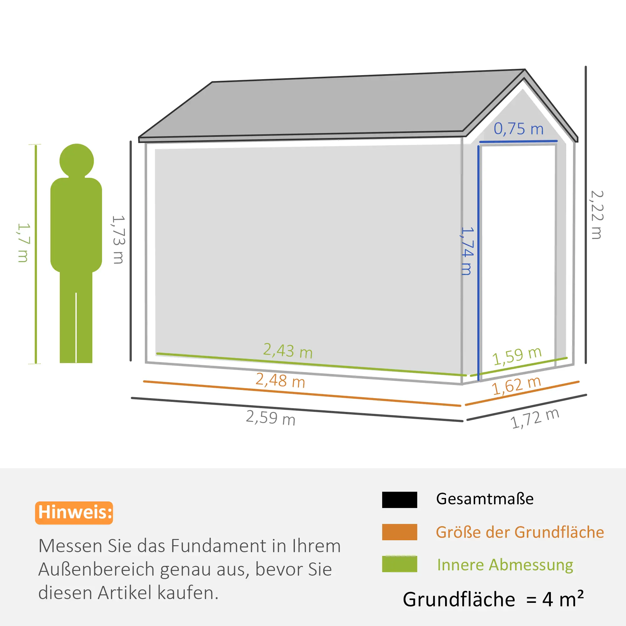 Outsunny Geräteschuppen Gartenhaus groß belüftet abschließbar Stahl