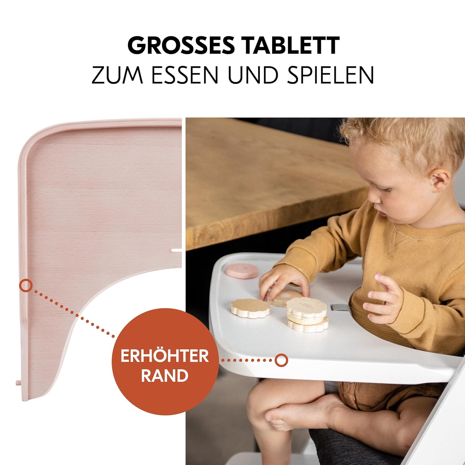 hauck Hochstuhl Beta+ Newborn Set Premium Dark Grey - Babyhochstuhl Set ab Geburt mit Neugeborenen Aufsatz Bouncer, Sitzpolster und Essbrett - Dark Grey