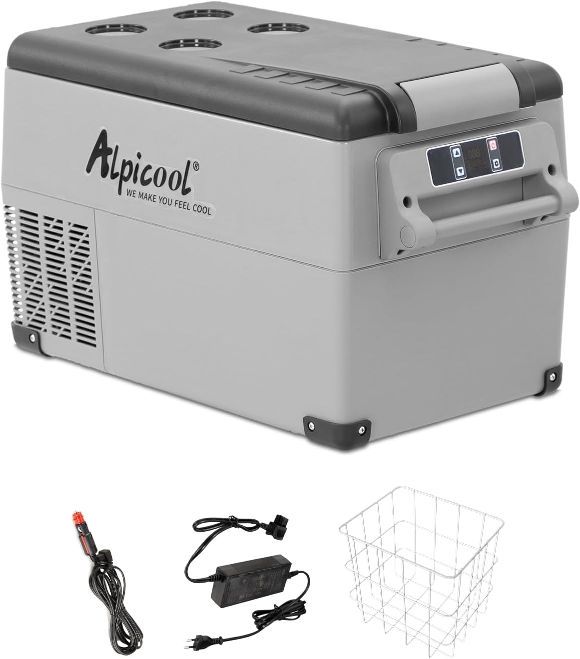 Alpicool CF55 55 Liter Kühlbox 12V tragbarer Mini-Kühlschrank elektrische Gefrierbox klein Gefrierschrank für Auto Camping, LKW, Boot und Steckdose mit USB-Anschluss, -20℃ bis 20℃