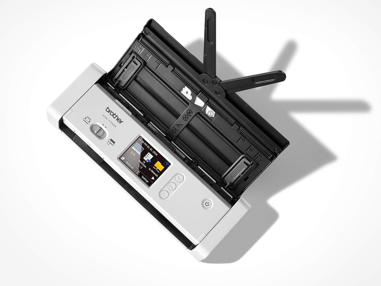 Brother ADS-1700W Kompakter und intelligenter Dokumentenscanner | Dokumentenzuführung | Automatisches Scannen | Wi-Fi/Wi-Fi Direct, Weiß/Schwarz