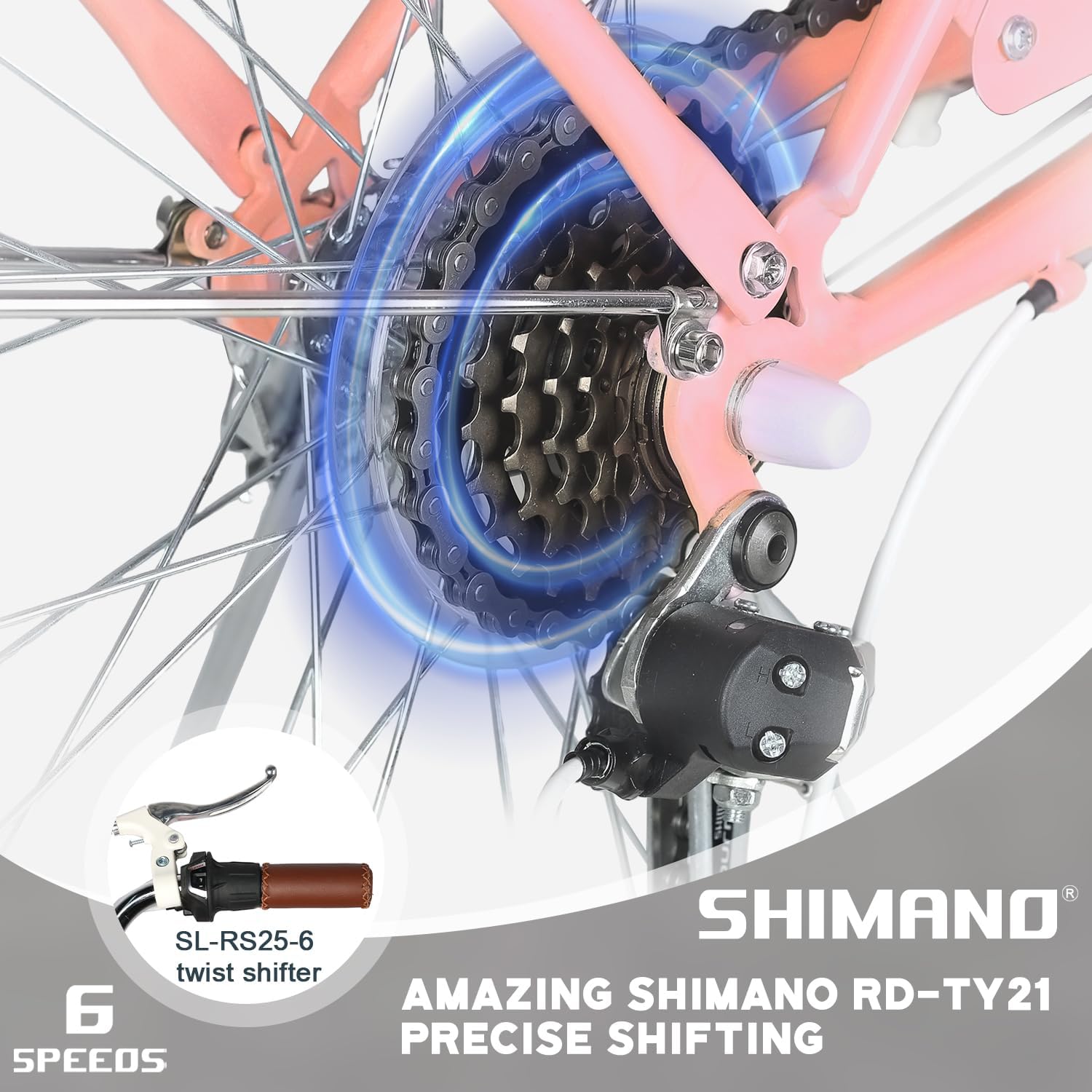 Glerc Missy 20 24 26 Zoll Mädchen City 6-Gang Hybrid Cruiser Fahrrad mit Weidenkorb für Jugend über 6-Jahre alt, mehrere Farben